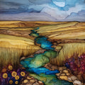 the Smoky Hill River bend — ceramic art tile
