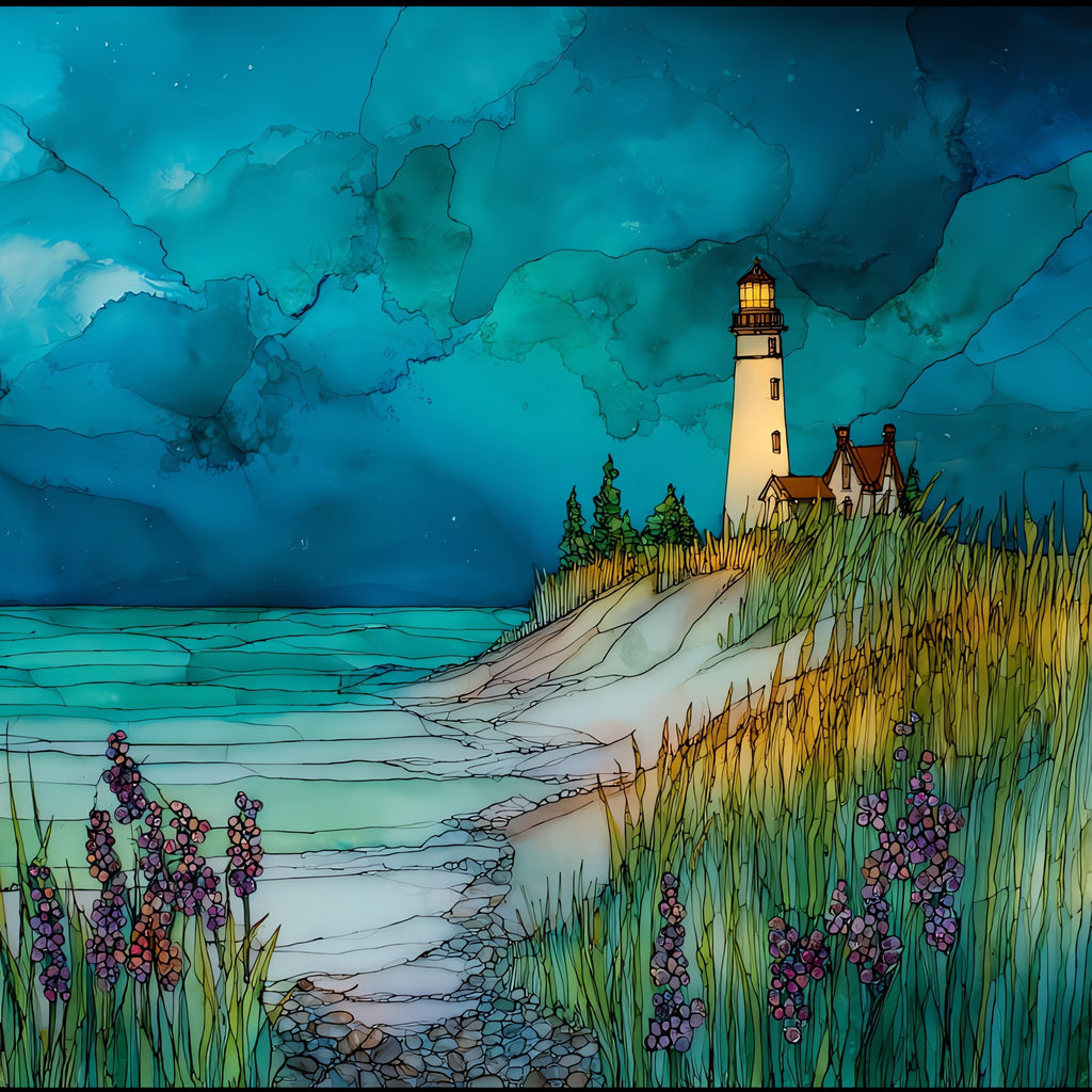 Point Betsie Lighthouse standing — ceramic art tile