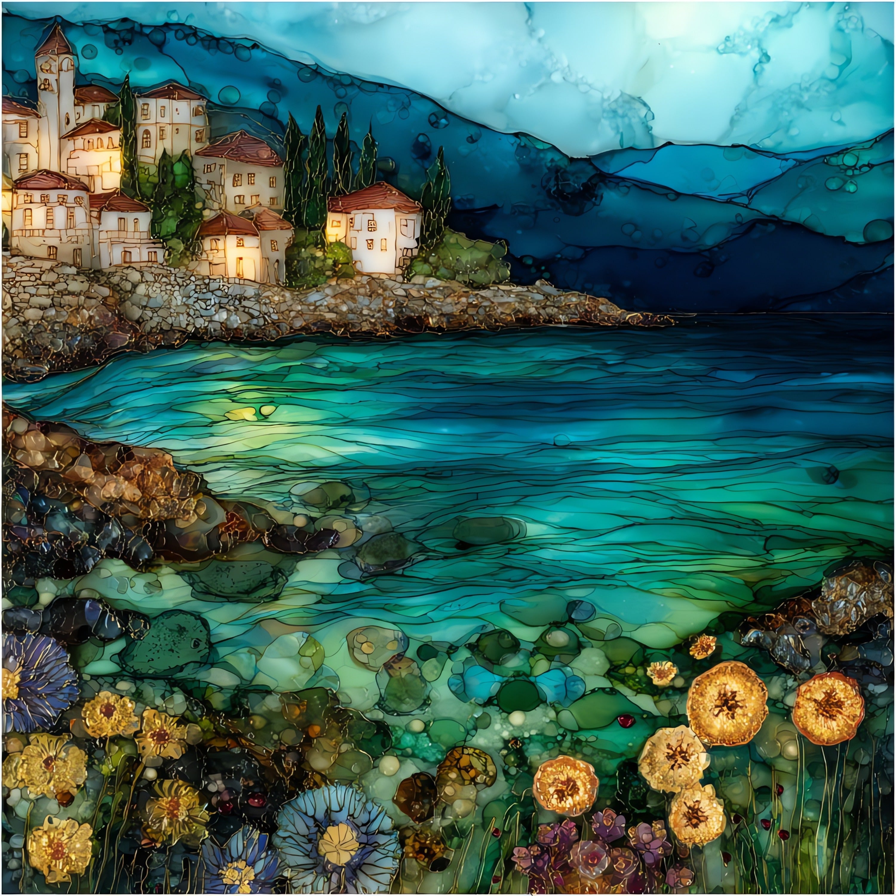 Assos Village — ceramic art tile