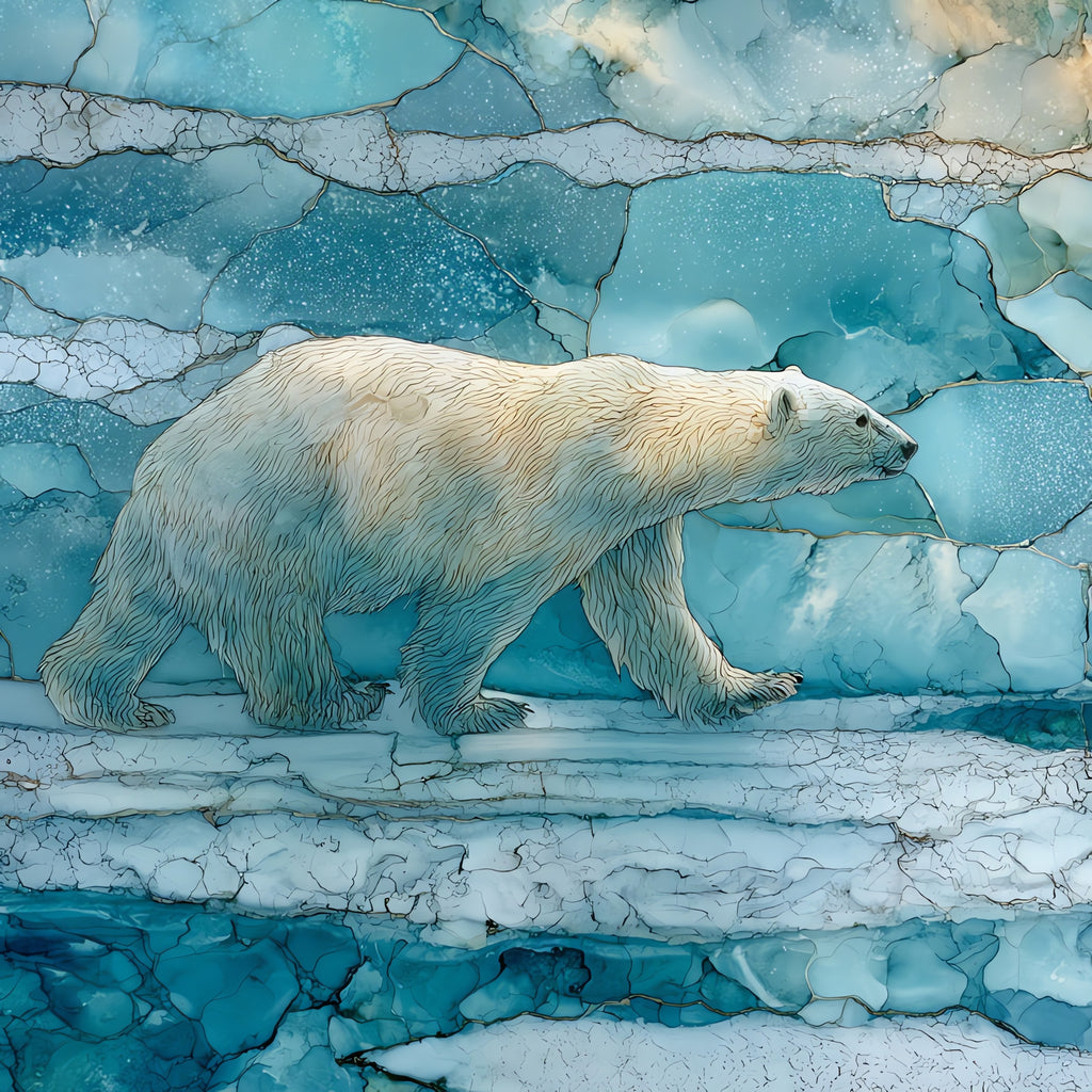 a polar bear on the Beaufort — ceramic art tile