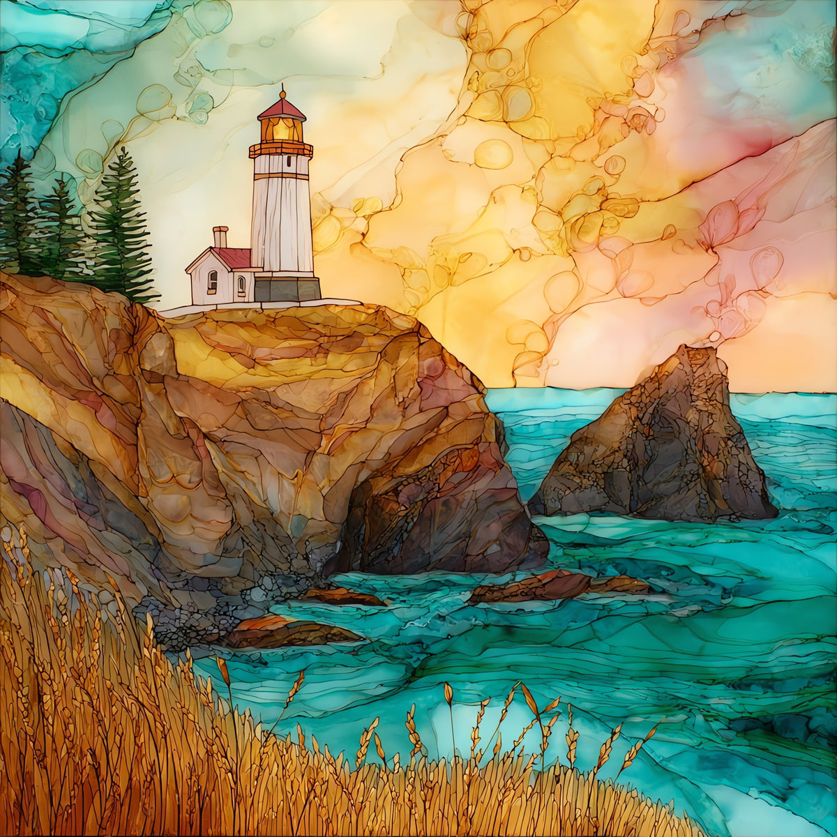 Trinidad Memorial Lighthouse — ceramic art tile