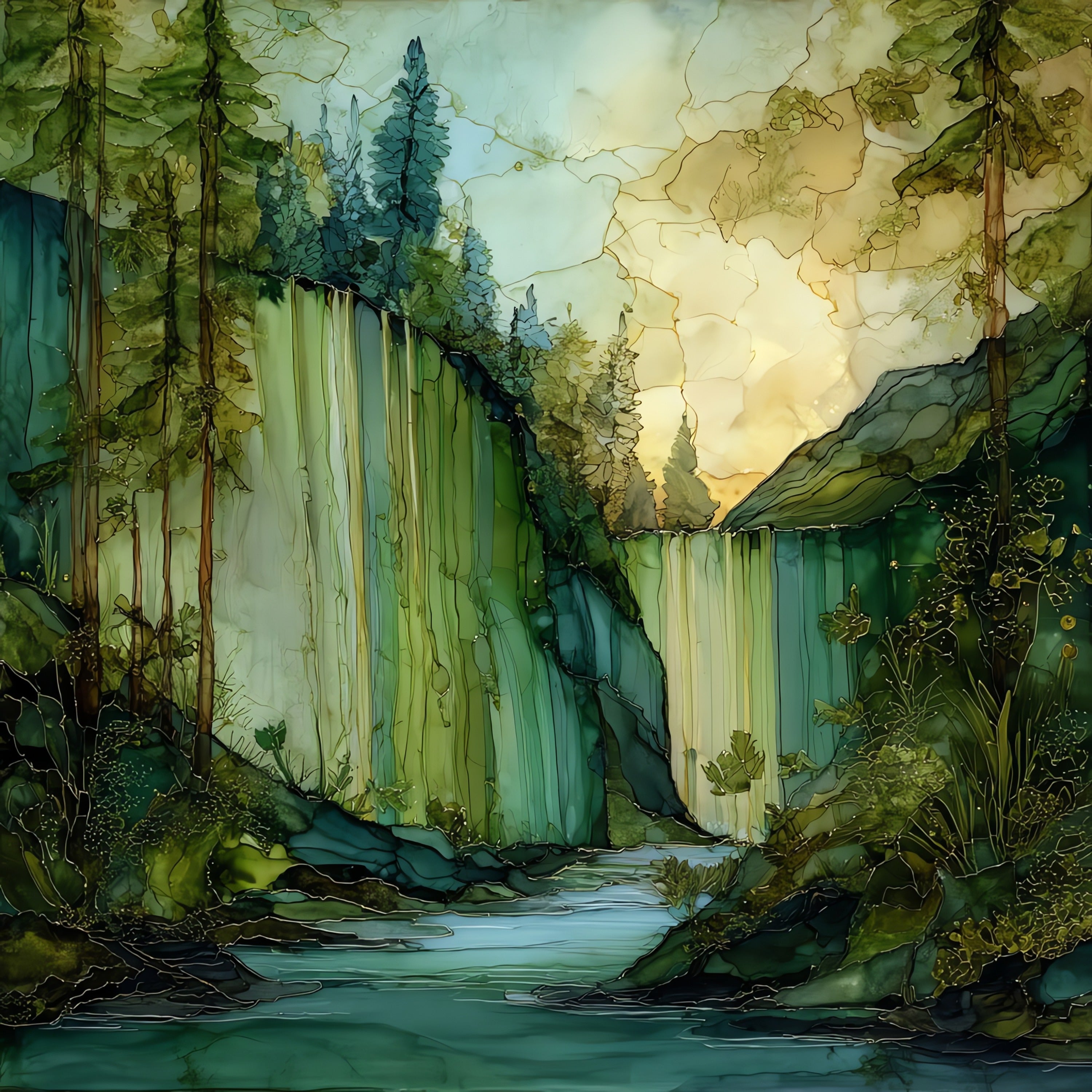Mossbrae Falls — ceramic art tile