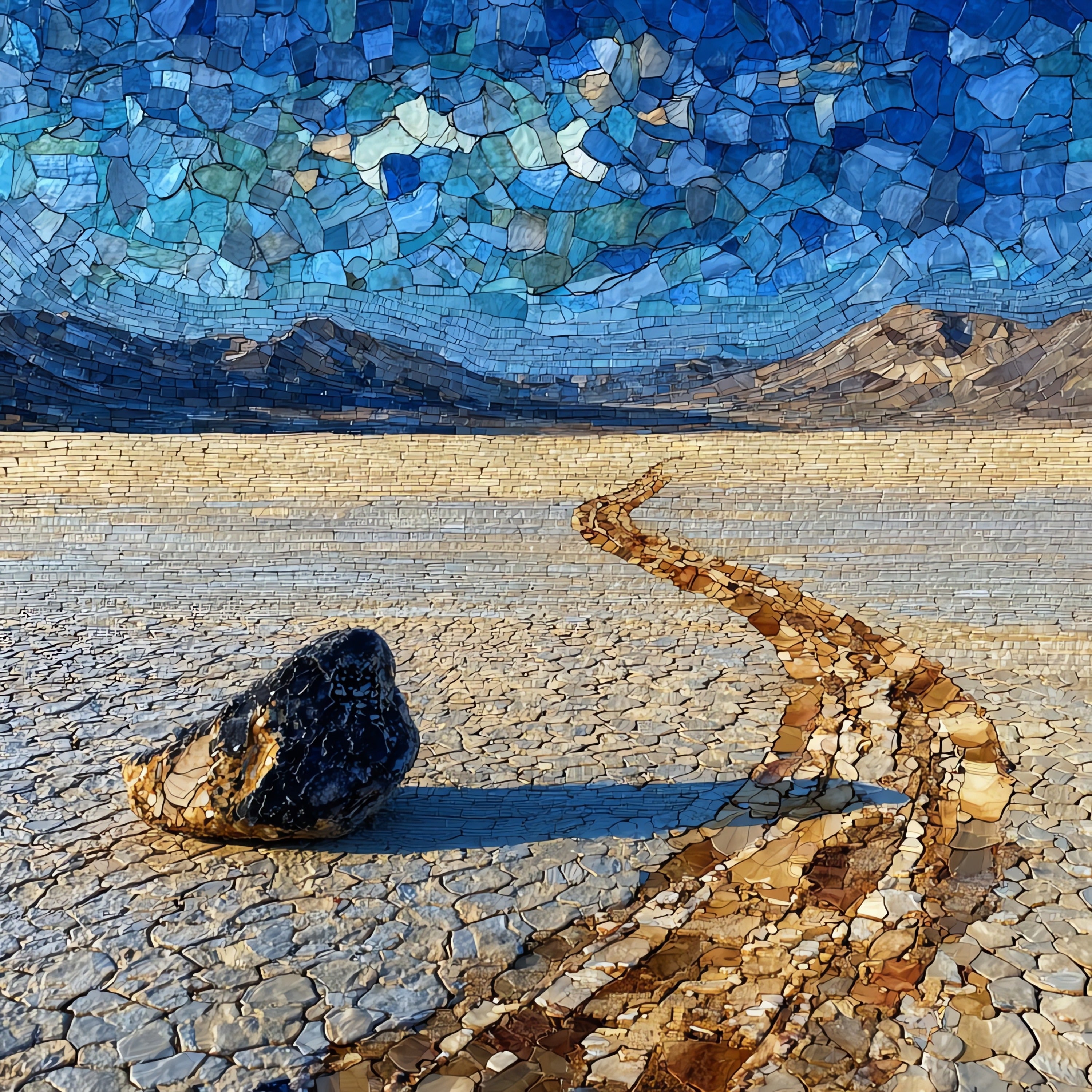 Racetrack Playa — ceramic art tile