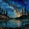 Boundary Waters Milky Way over a — ceramic art tile