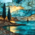 Spetses Seafront — ceramic art tile