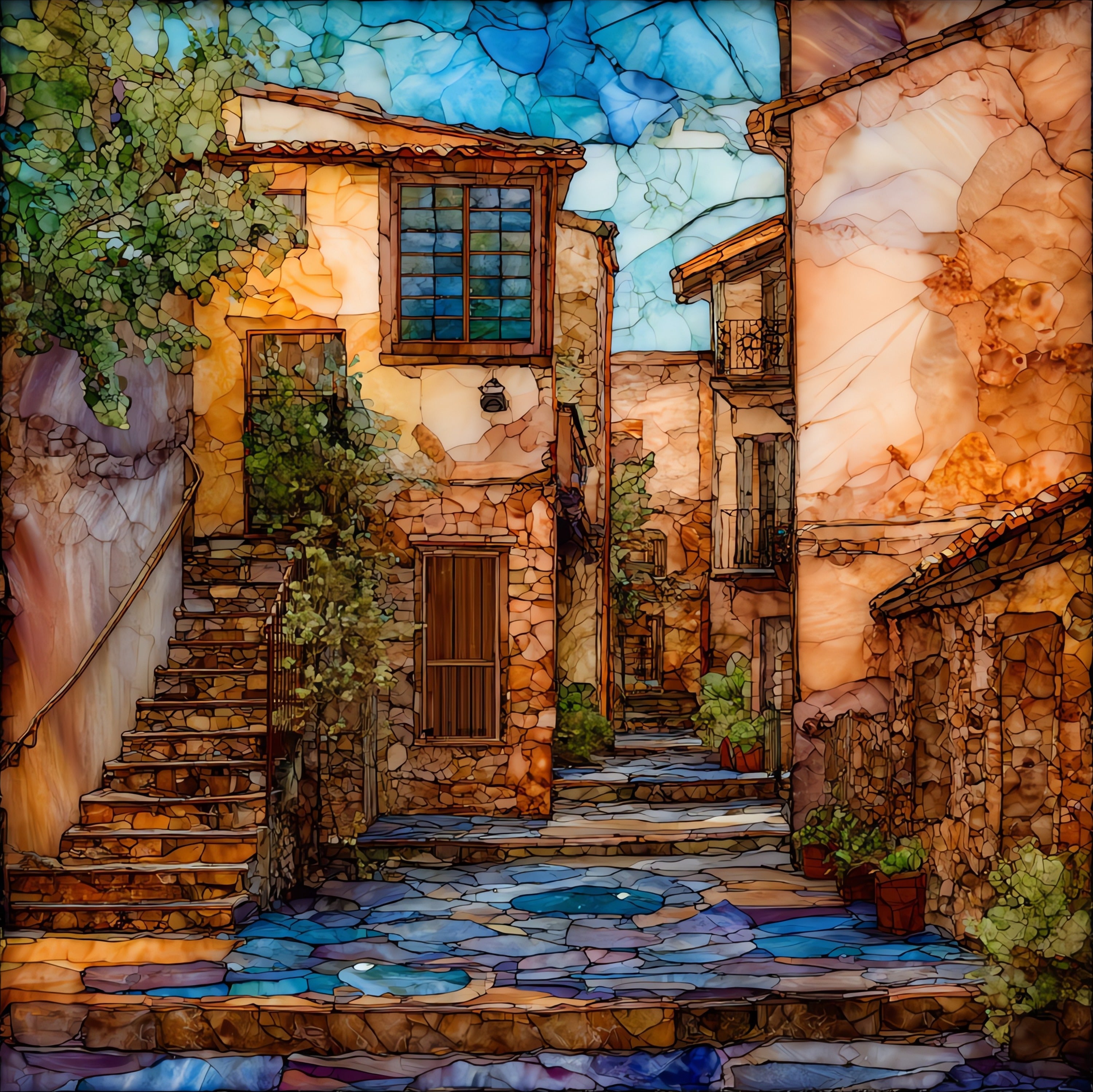 a Little Italy redbrick lane — ceramic art tile