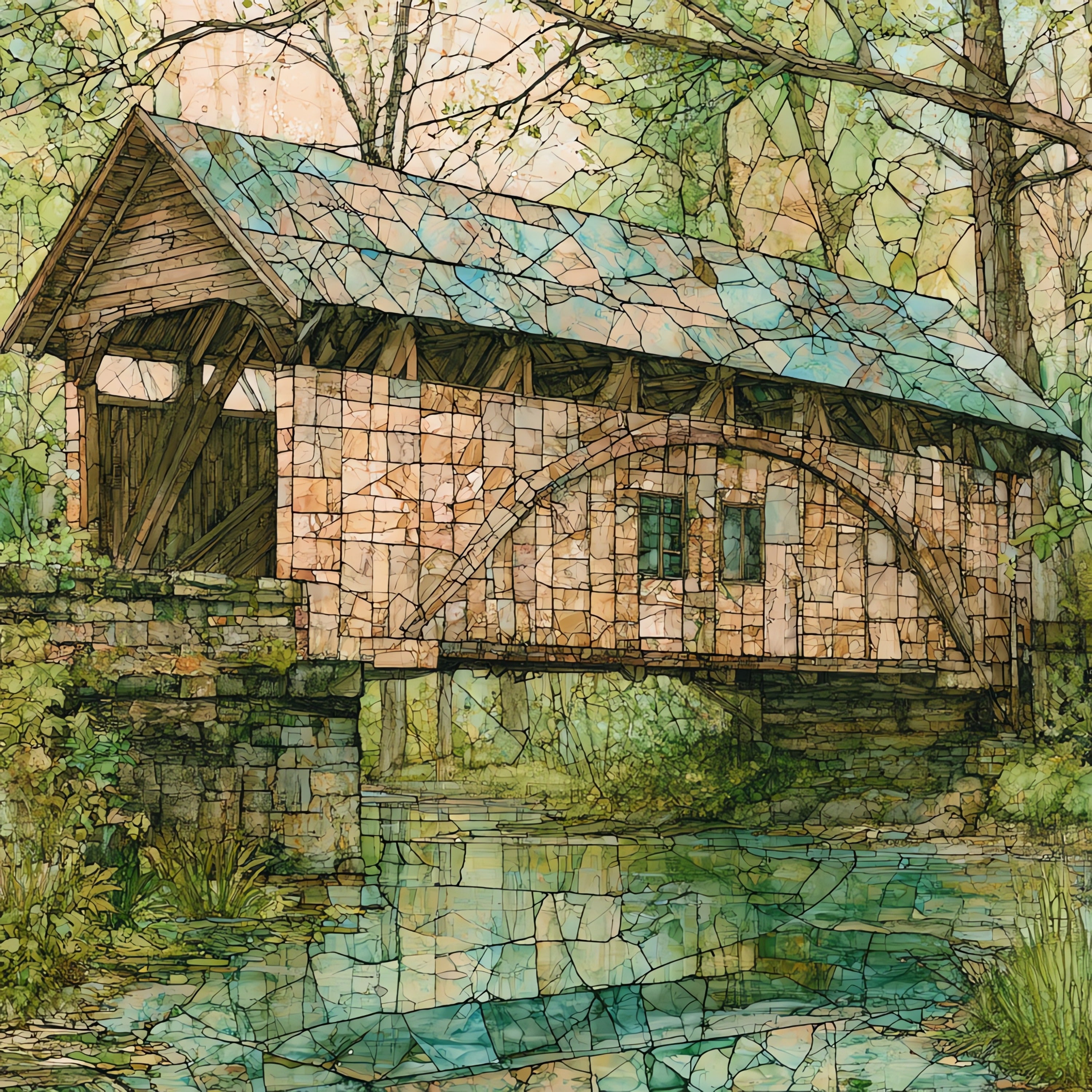 the Big Rocky Fork Covered Bridge — ceramic art tile