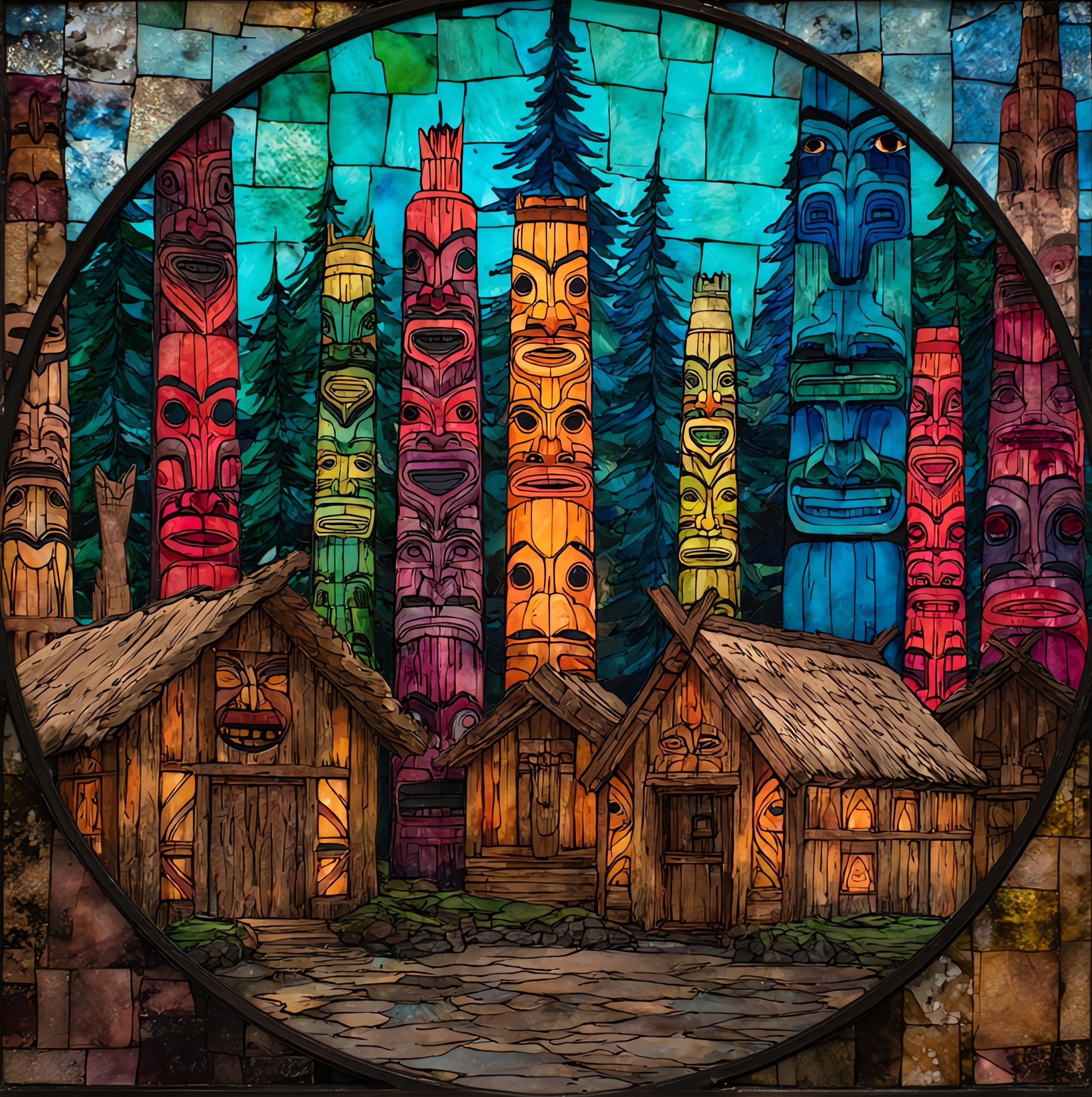 Saxman Totem Village — ceramic art tile