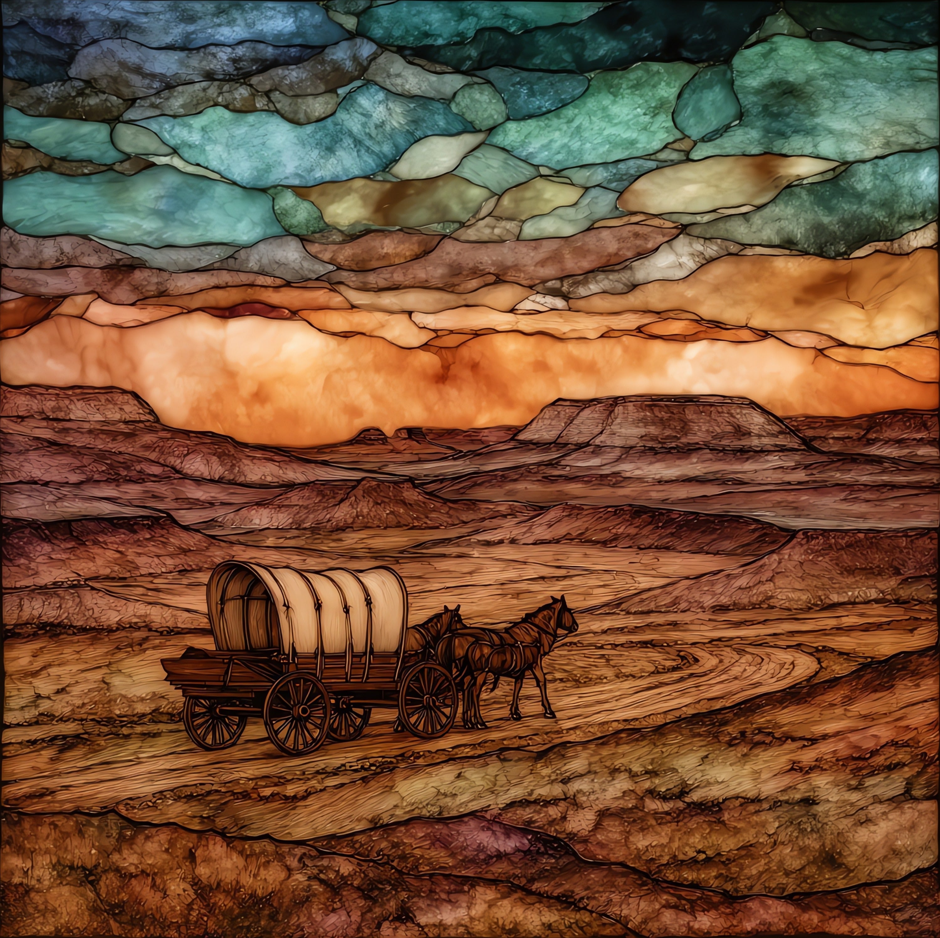Santa Fe Trail wagon ruts — ceramic art tile