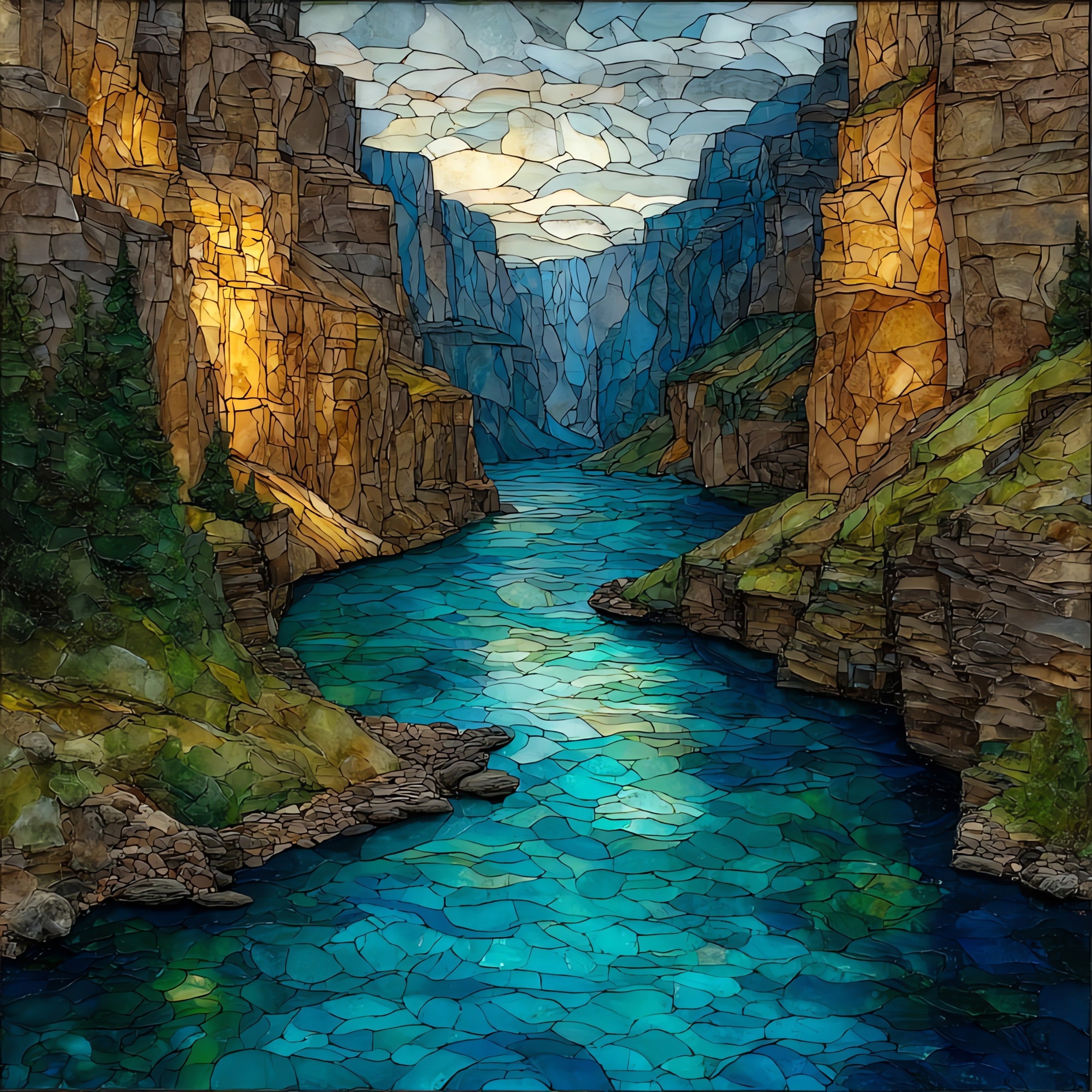 Colorado River winding between — ceramic art tile