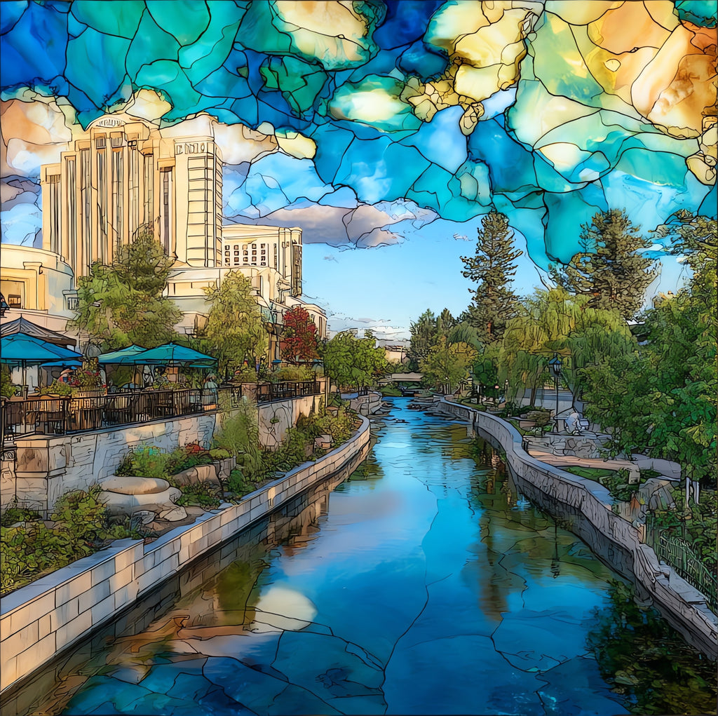 the Reno Riverwalk along the Truckee River — ceramic art tile