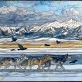 a gray wolf pack moving single — ceramic art tile
