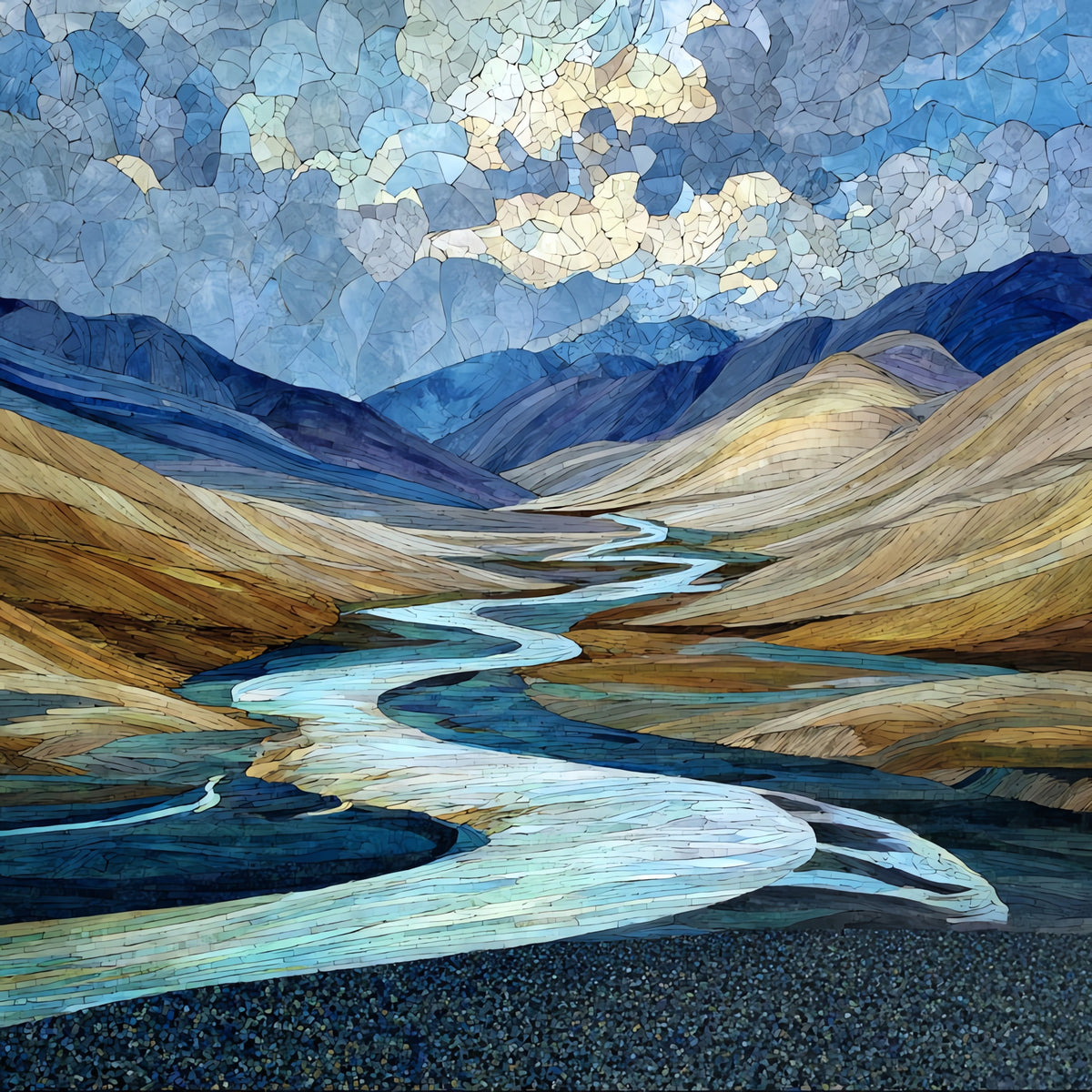the Toklat River — ceramic art tile