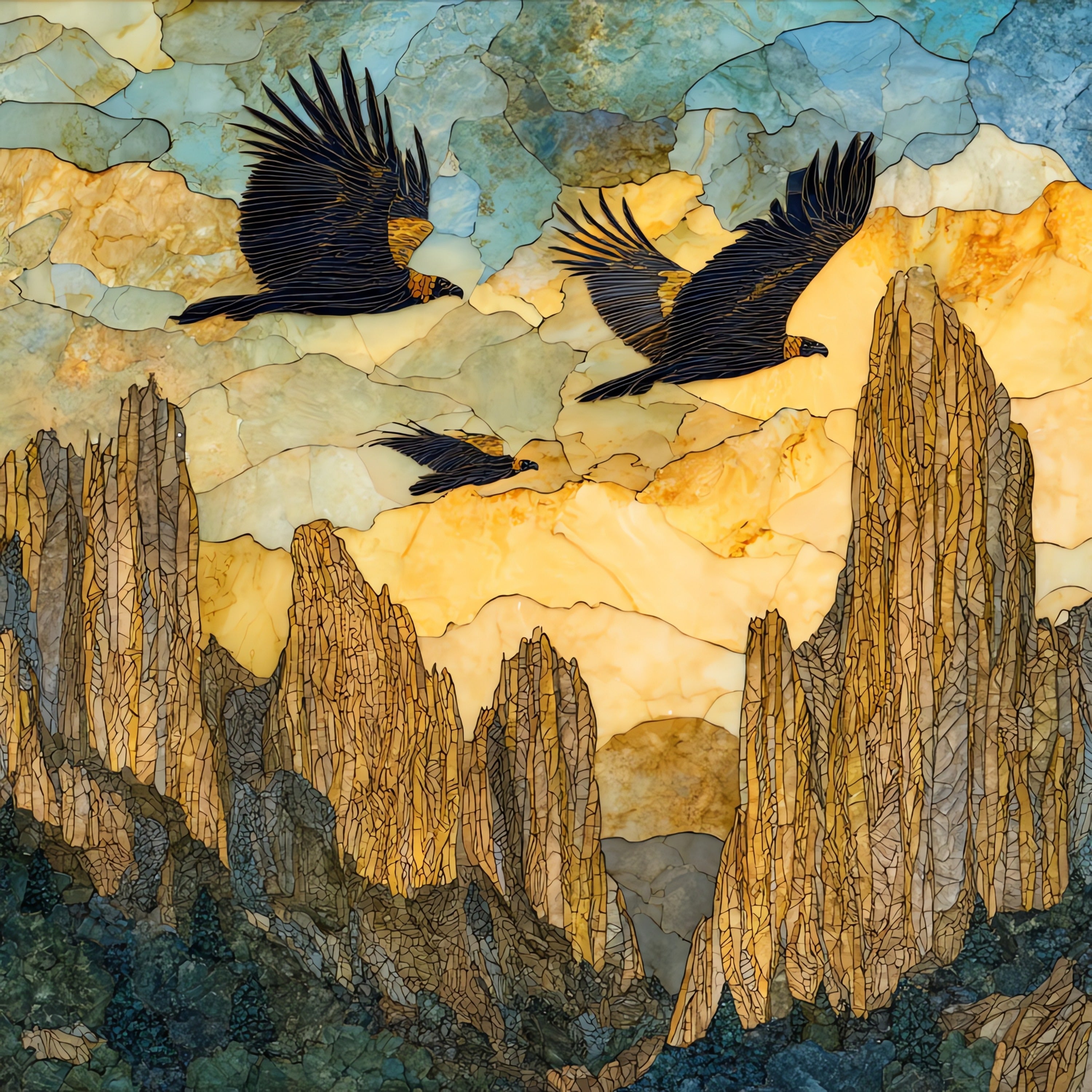 Pinnacles Condors — ceramic art tile