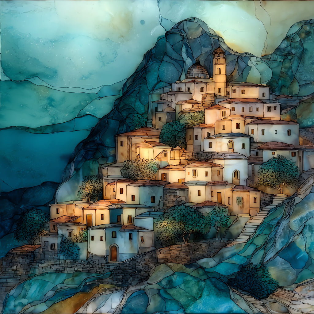 Ikaria Mountain Village — ceramic art tile