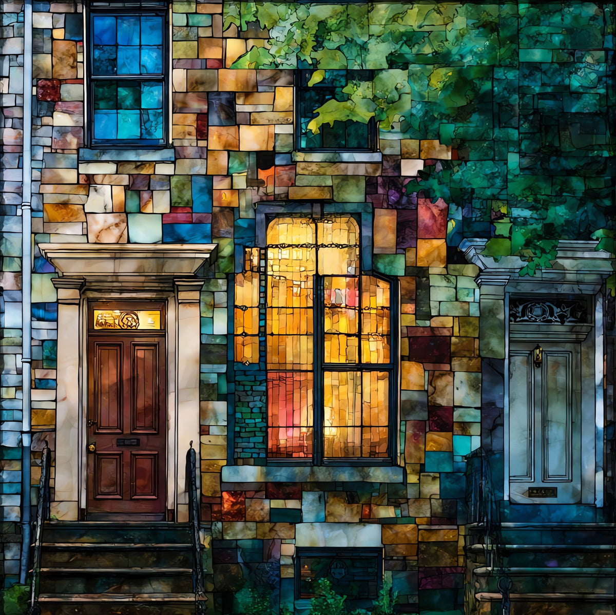 a painted-screen Baltimore rowhouse — ceramic art tile