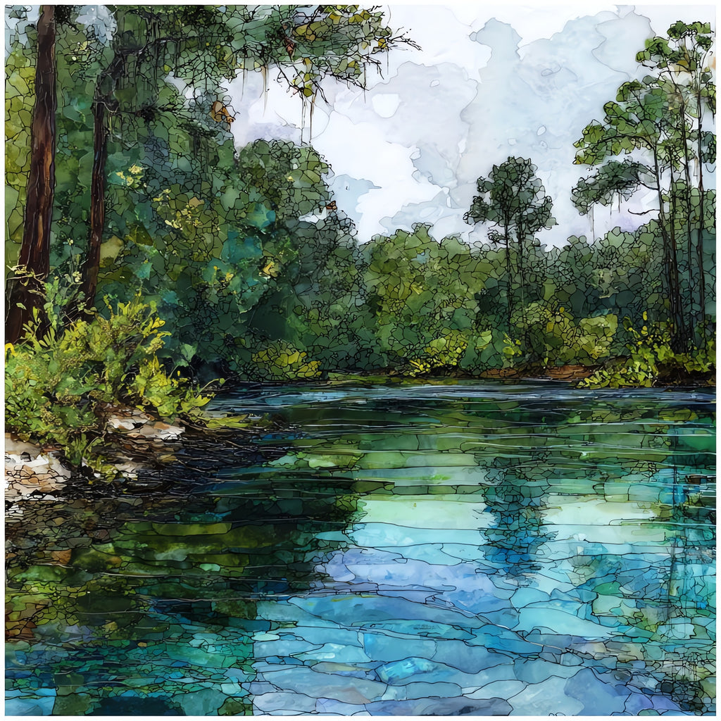 American alligator on a swamp bank — ceramic art tile