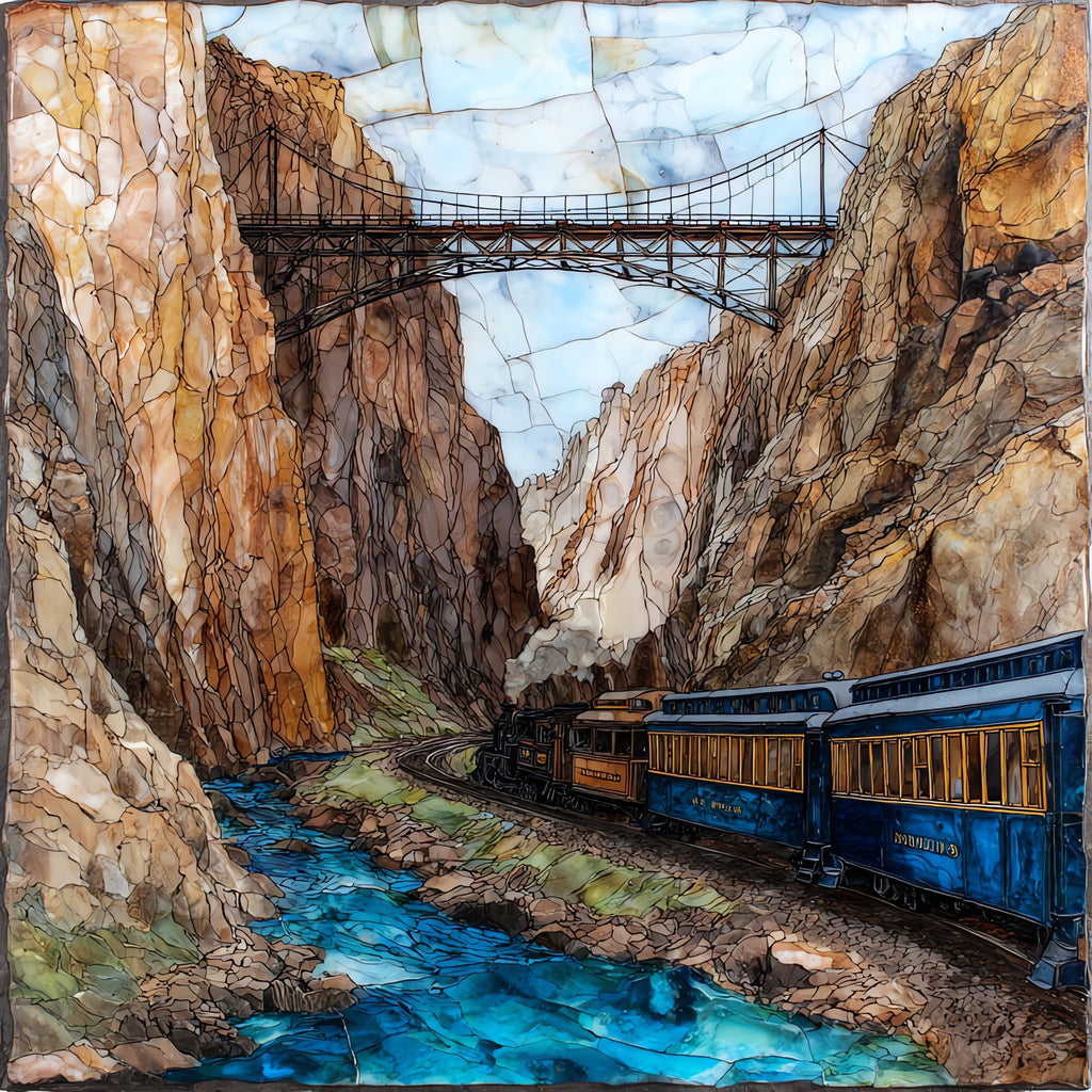 Royal Gorge Route train — ceramic art tile