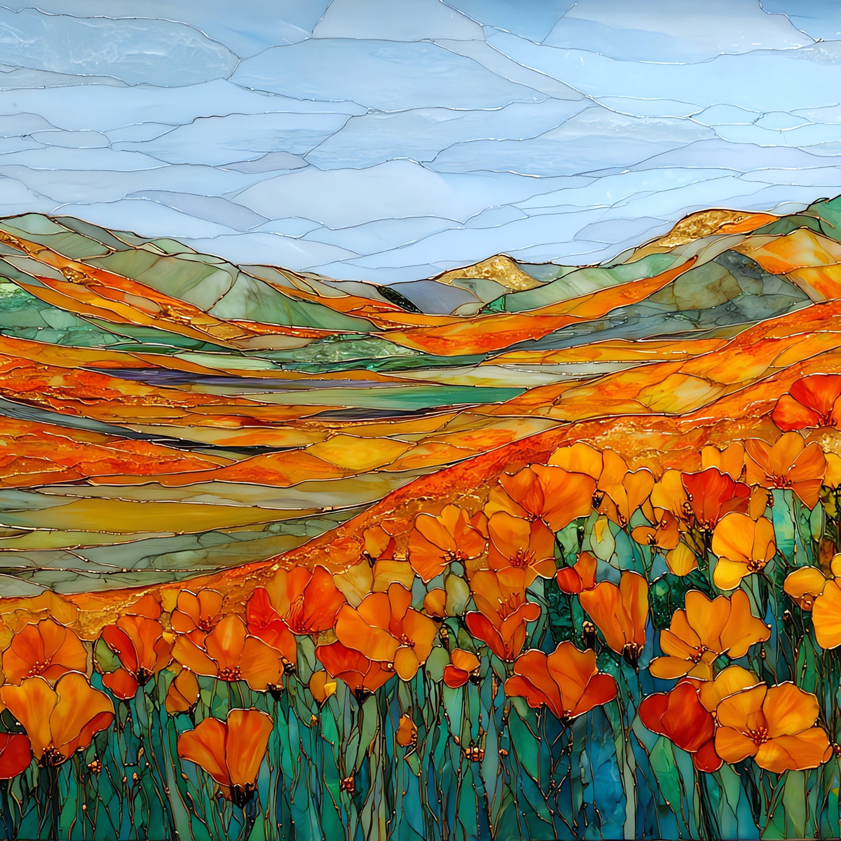 Antelope Valley Poppies — ceramic art tile