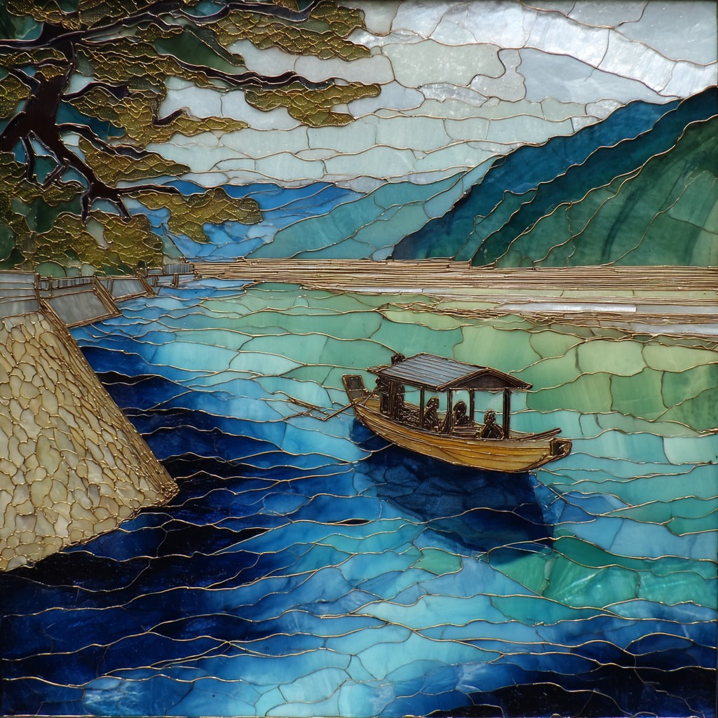 Arashiyama Hozugawa River Boat — ceramic art tile