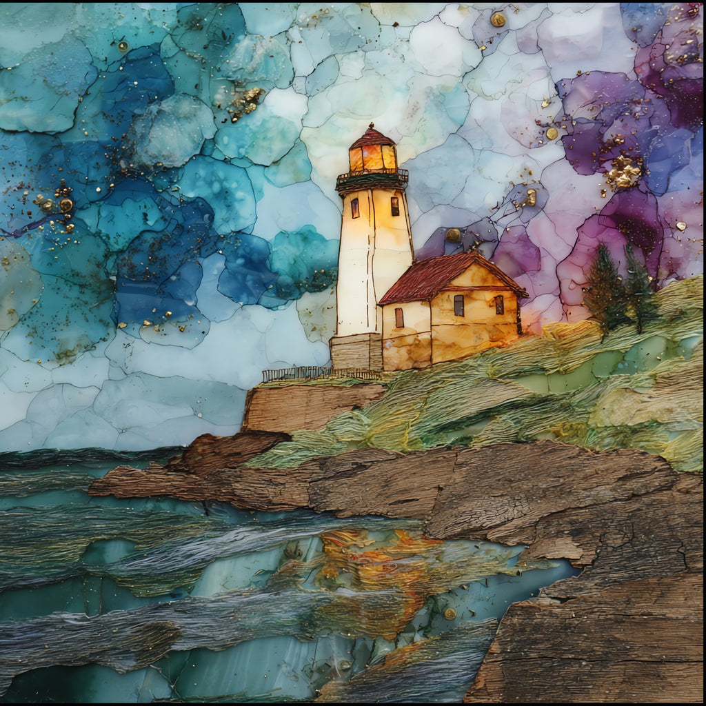 the Marquette Harbor Lighthouse on the — ceramic art tile