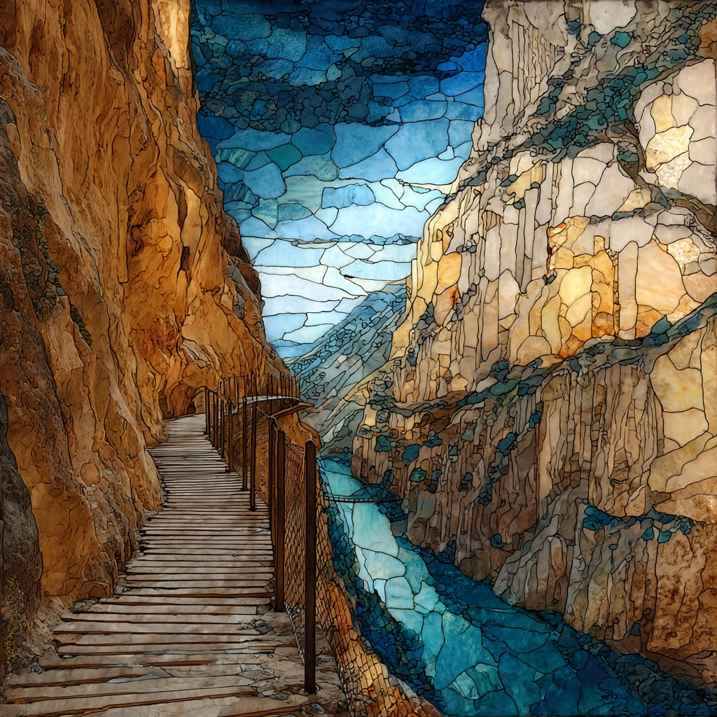 Caminito del Rey Gorge Walkway Light — ceramic art tile