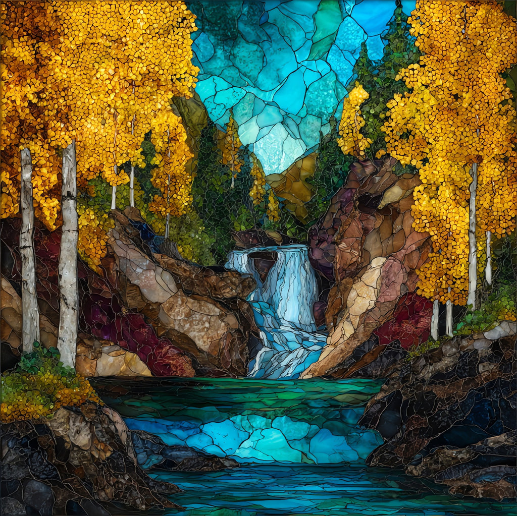 Roughlock Falls cascading — ceramic art tile