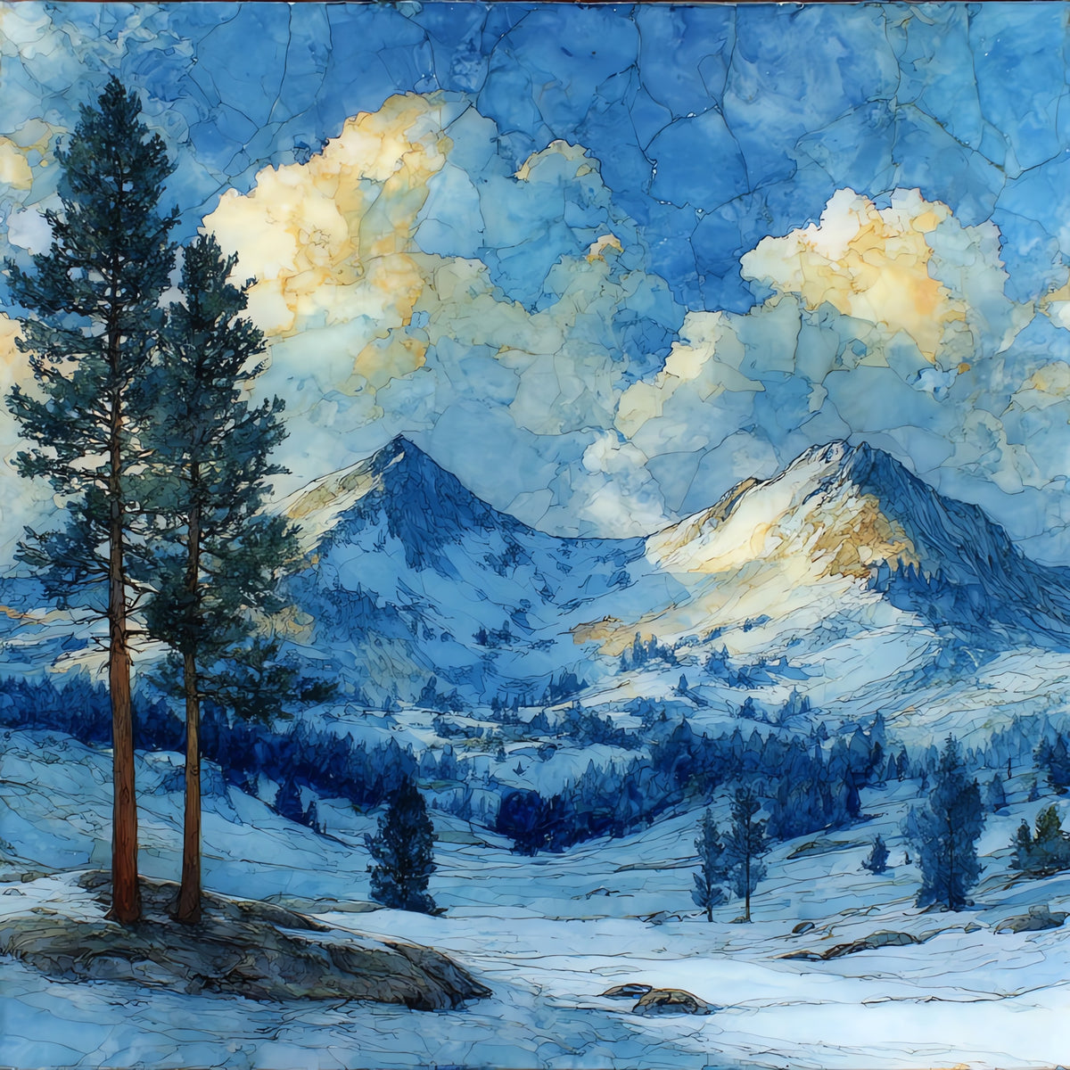 Tuolumne Meadows under a — ceramic art tile
