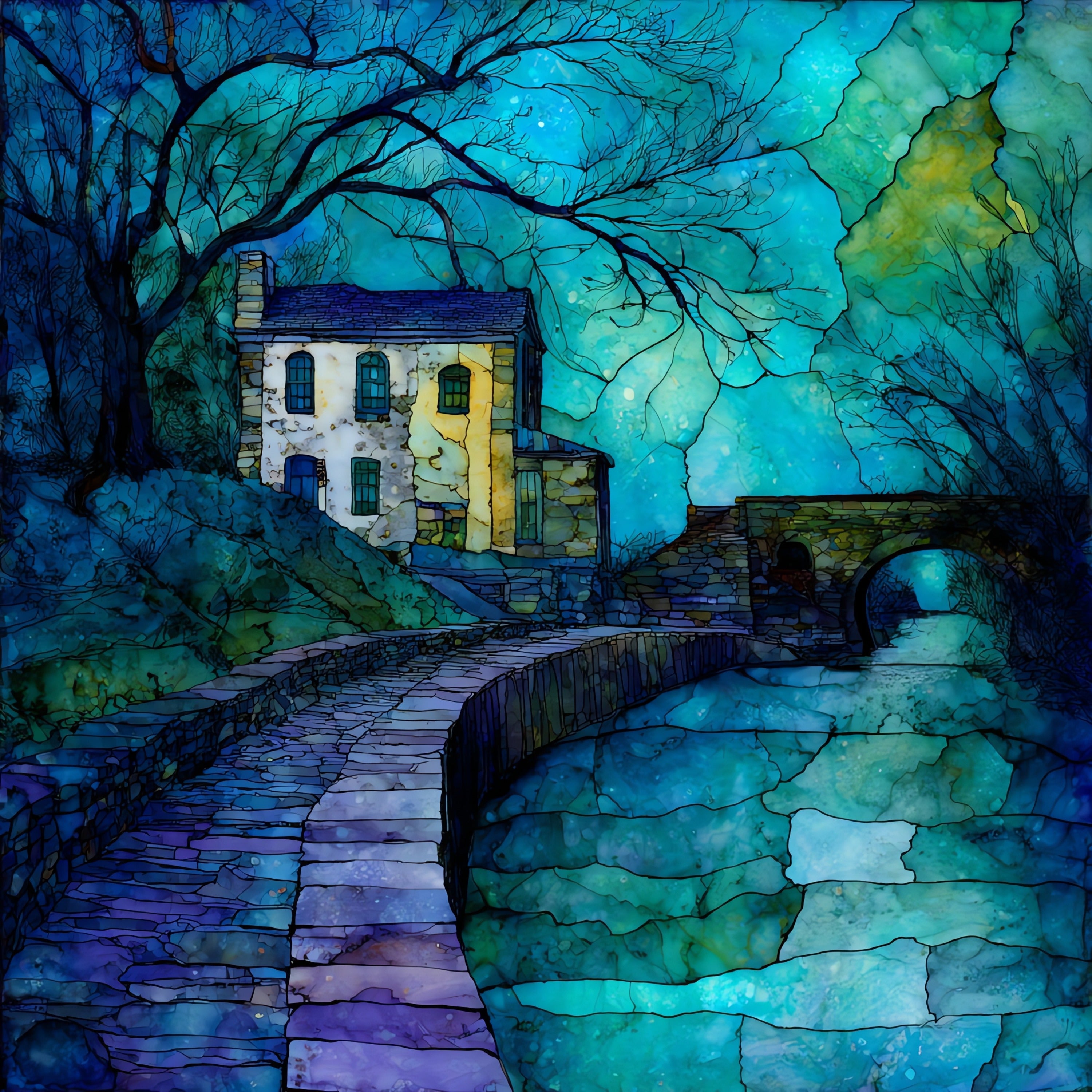the C and O Canal towpath — ceramic art tile