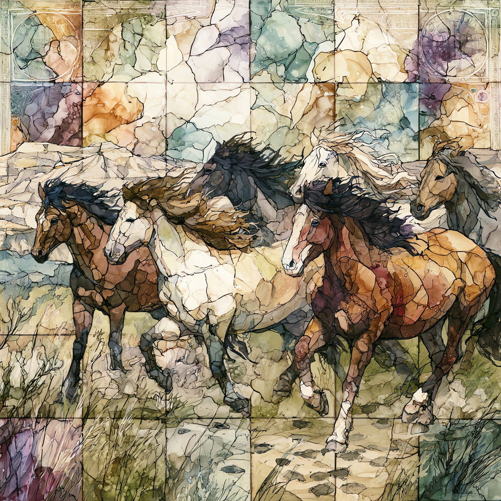 a wild horse band — ceramic art tile