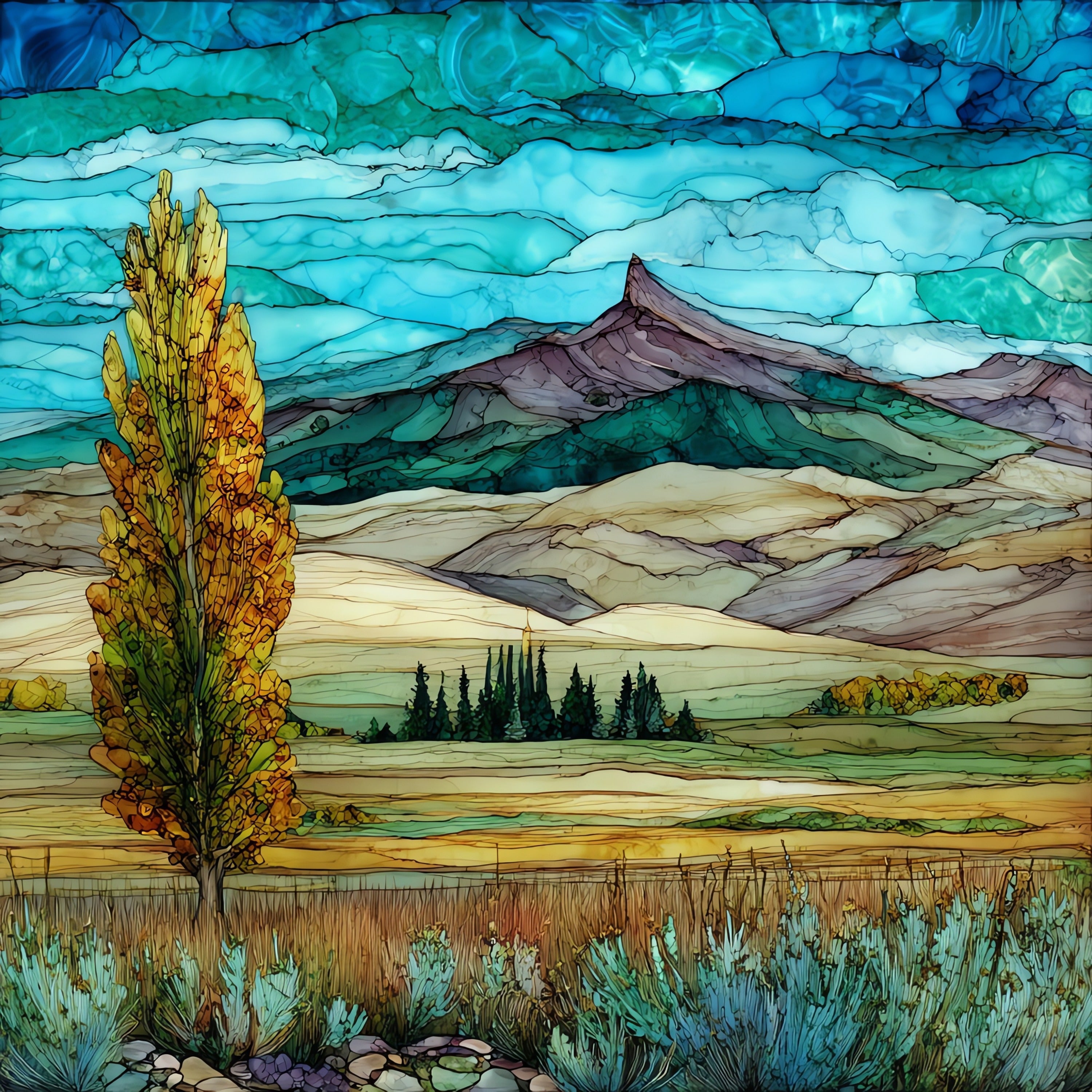 Taos Mountain — ceramic art tile