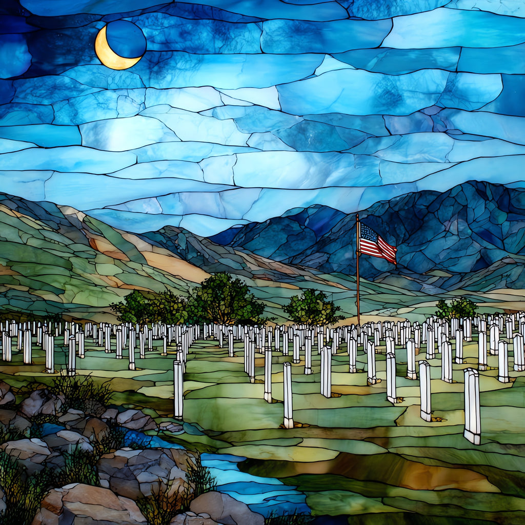 the Custer National Cemetery on the rise — ceramic art tile