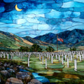 the Custer National Cemetery on the rise — ceramic art tile