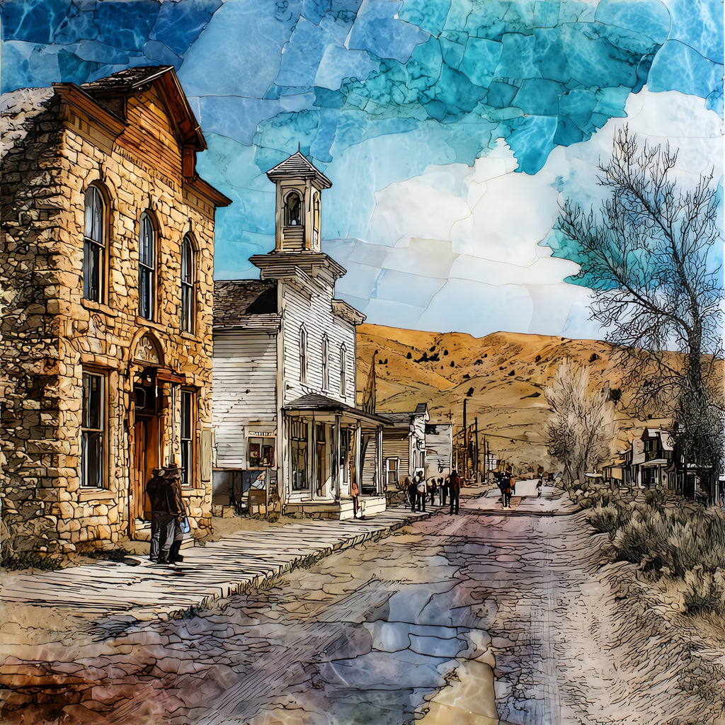 Bannack Ghost Town along its dusty — ceramic art tile