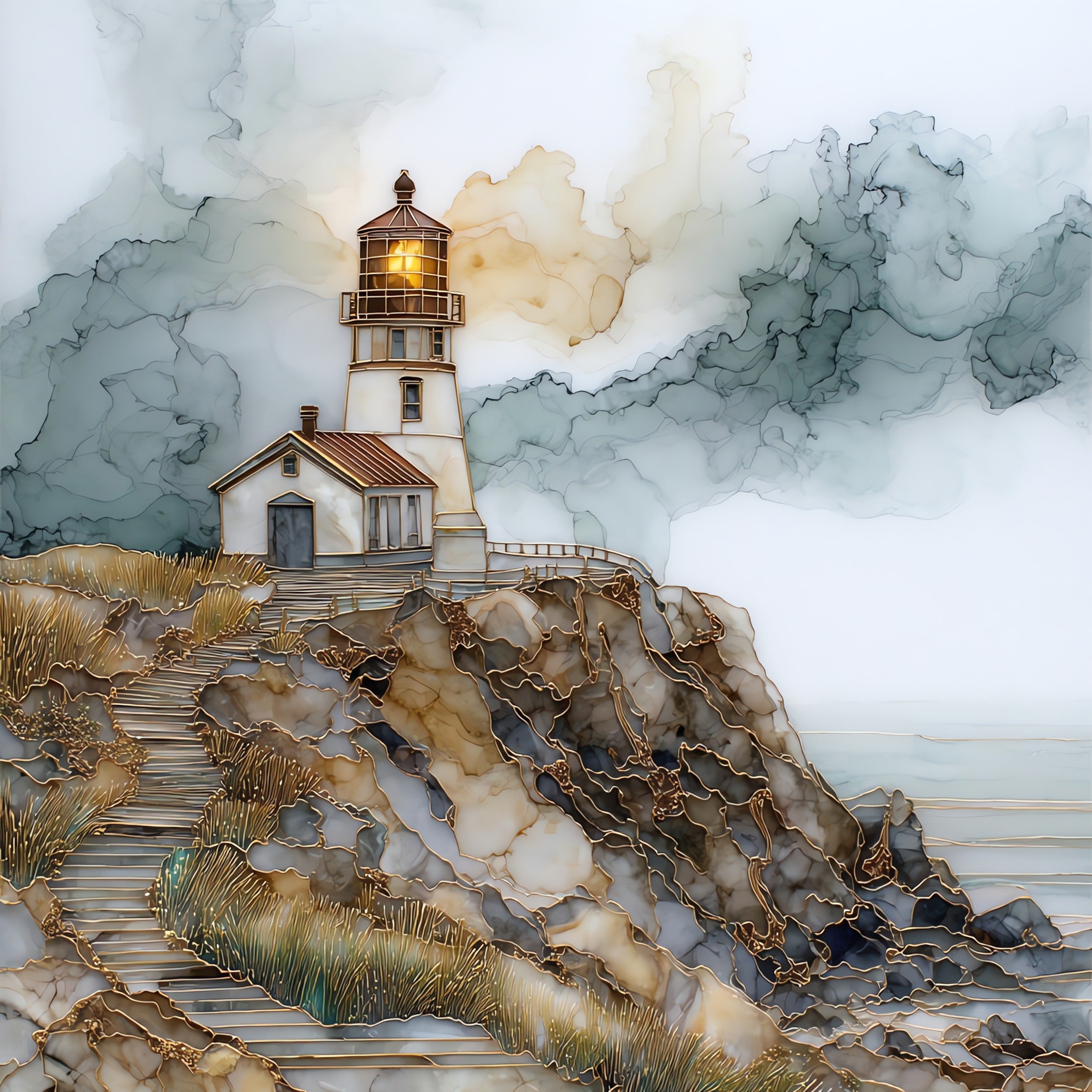 Point Reyes Lighthouse — ceramic art tile