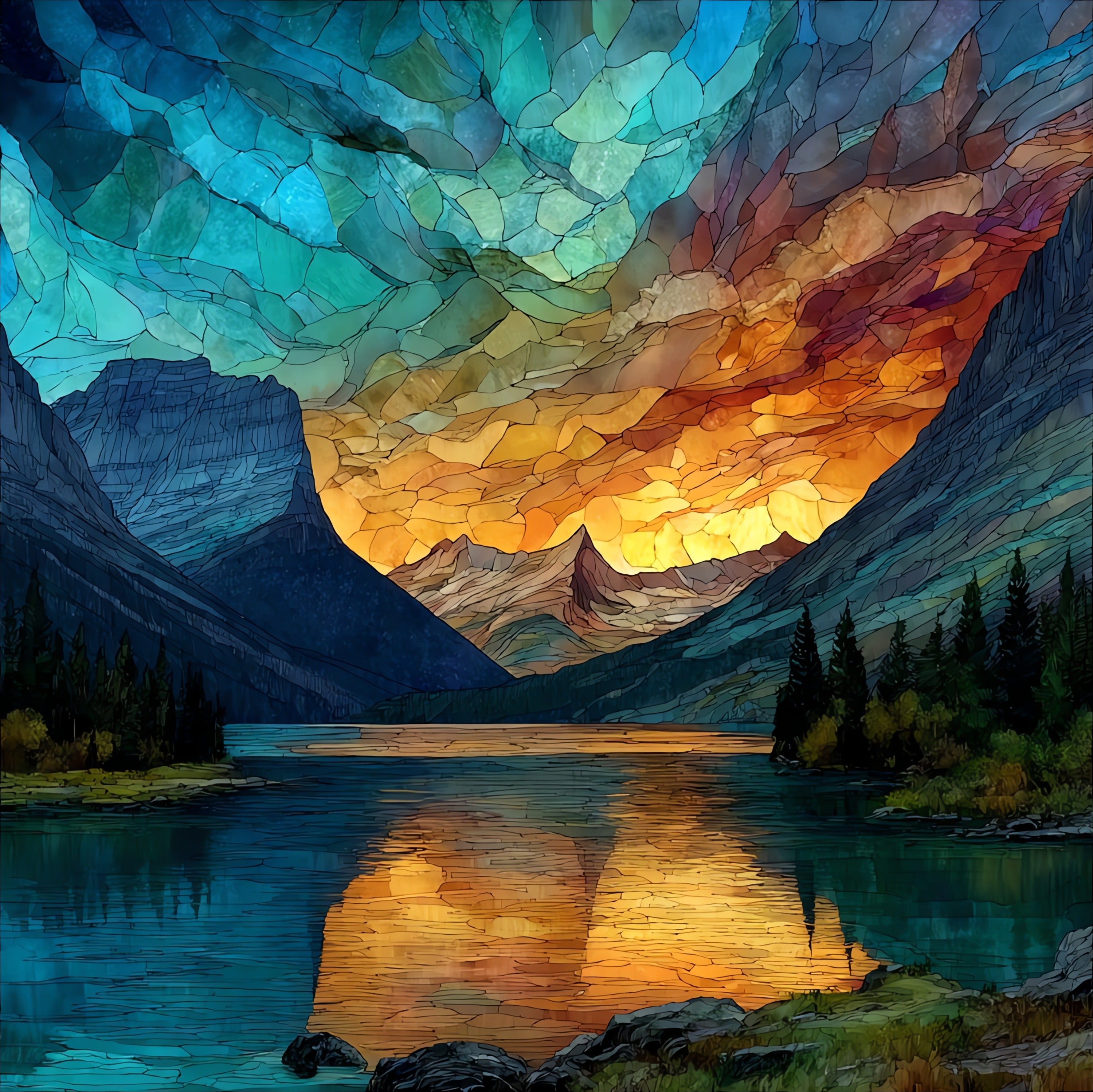 Many Glacier — ceramic art tile