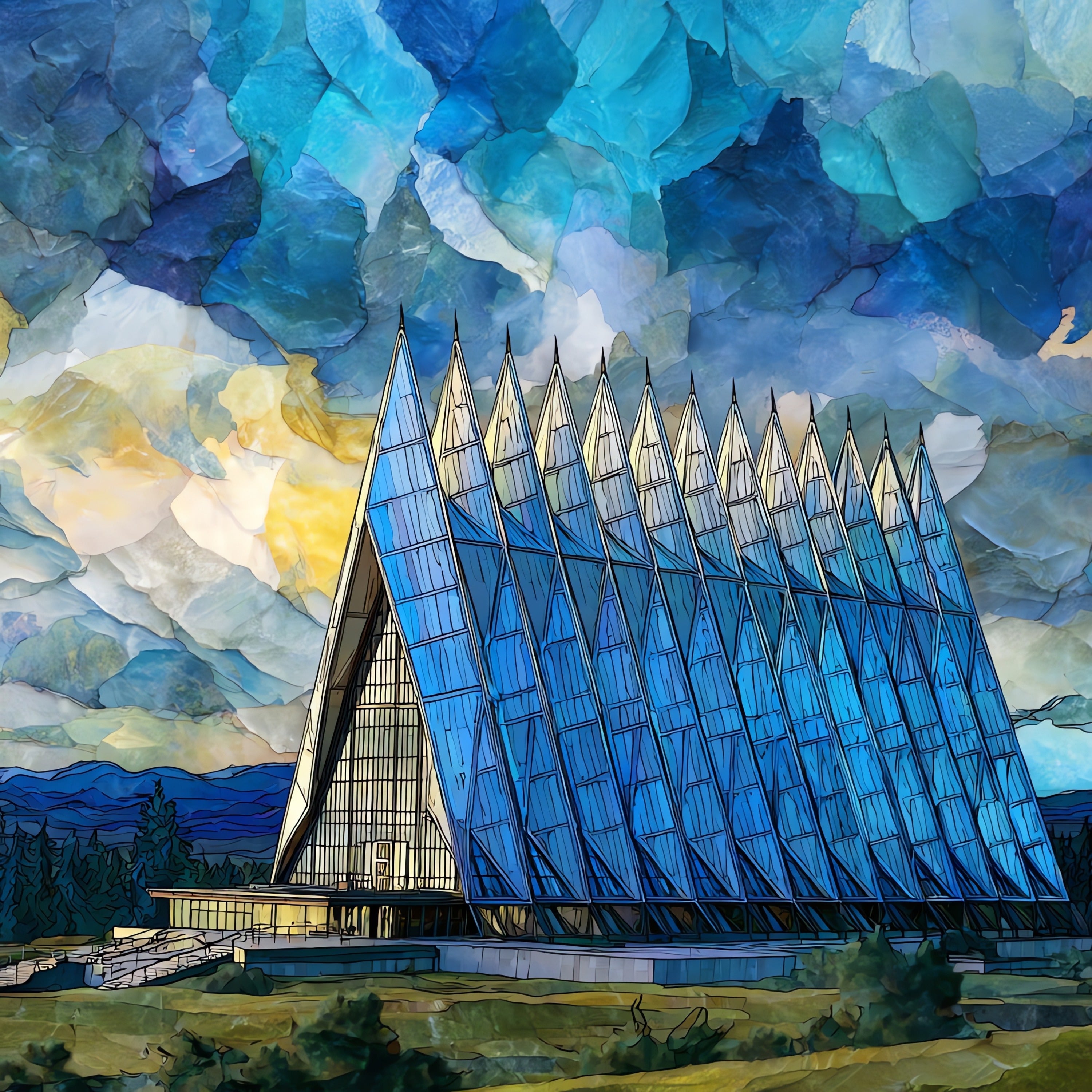 Air Force Academy Cadet Chapel Front Range — ceramic art tile