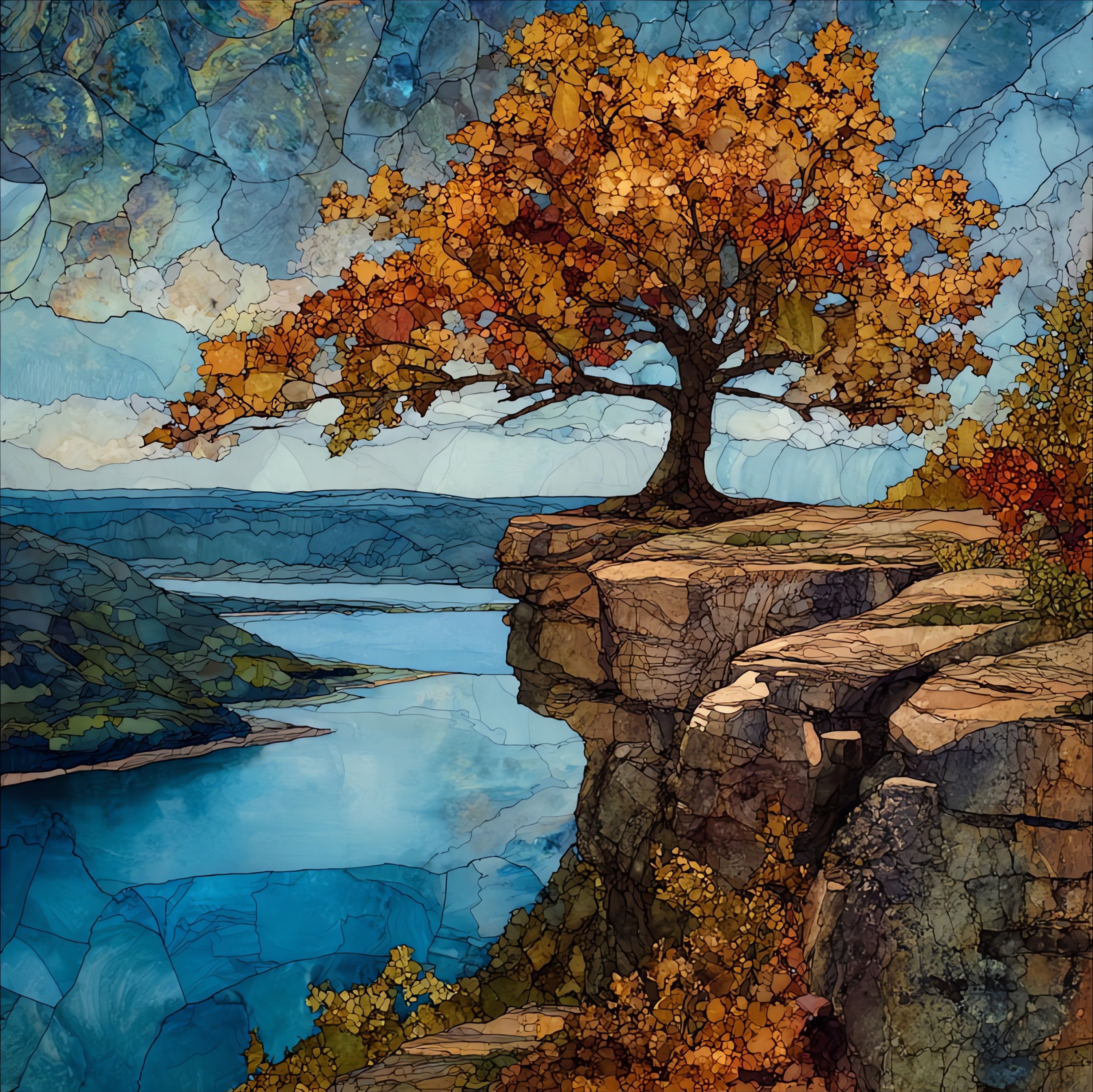 Frontenac State Park bluff — ceramic art tile