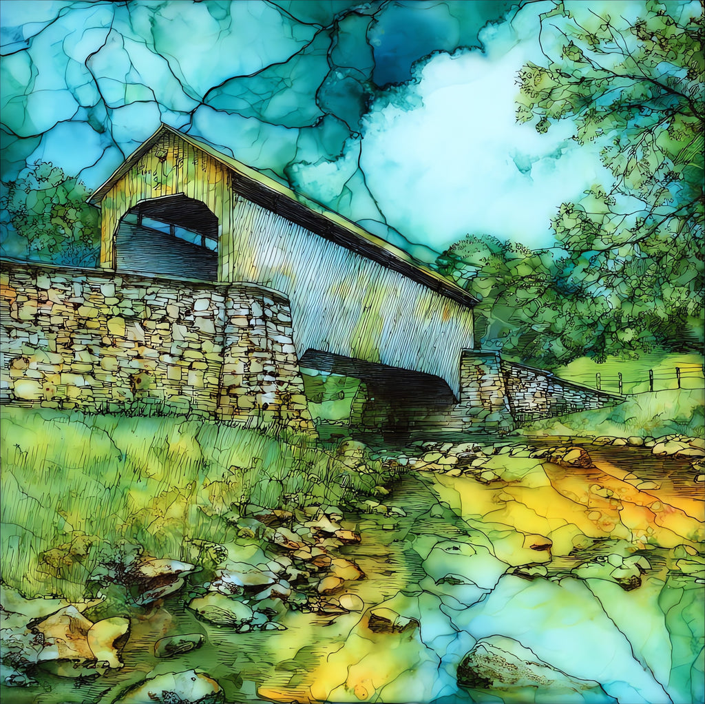 Hogback Covered Bridge — ceramic art tile