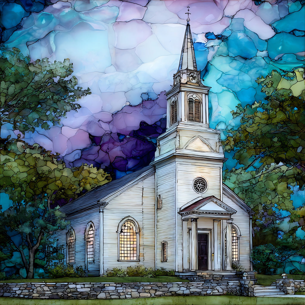 the Old Narragansett Church — ceramic art tile