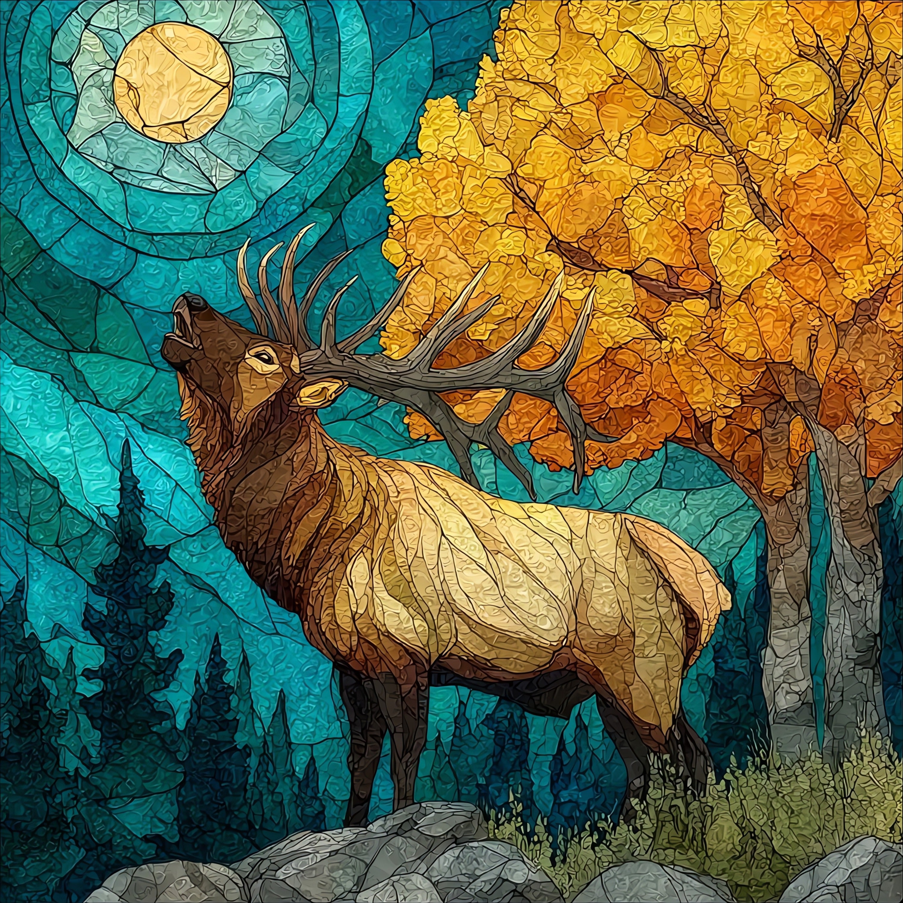 a Rocky Mountain elk — ceramic art tile
