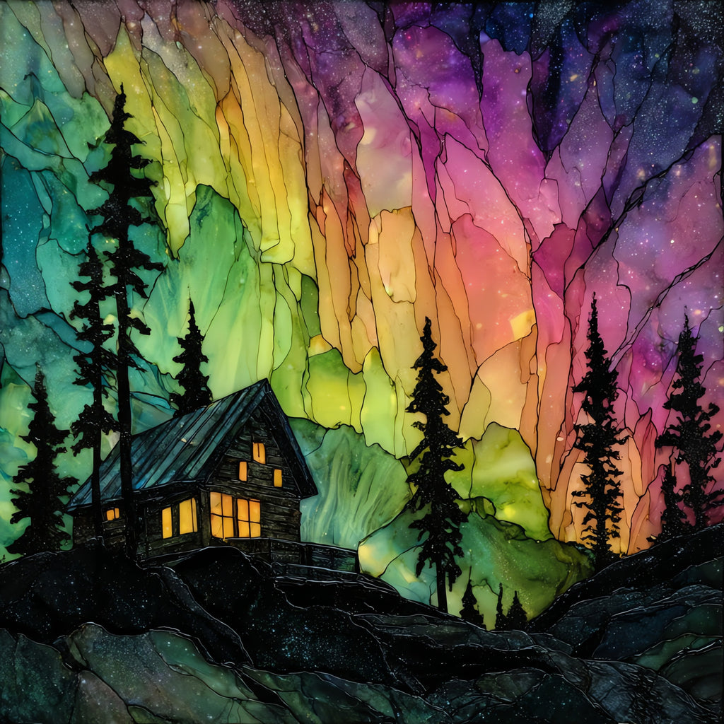 aurora borealis over Cleary Summit near — ceramic art tile