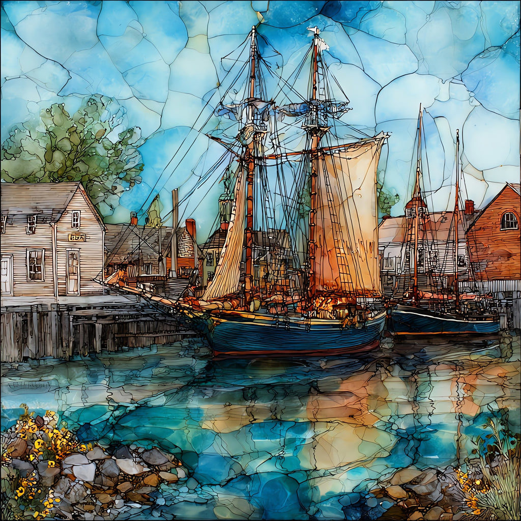 the Calvert Marine Museum waterfront — ceramic art tile
