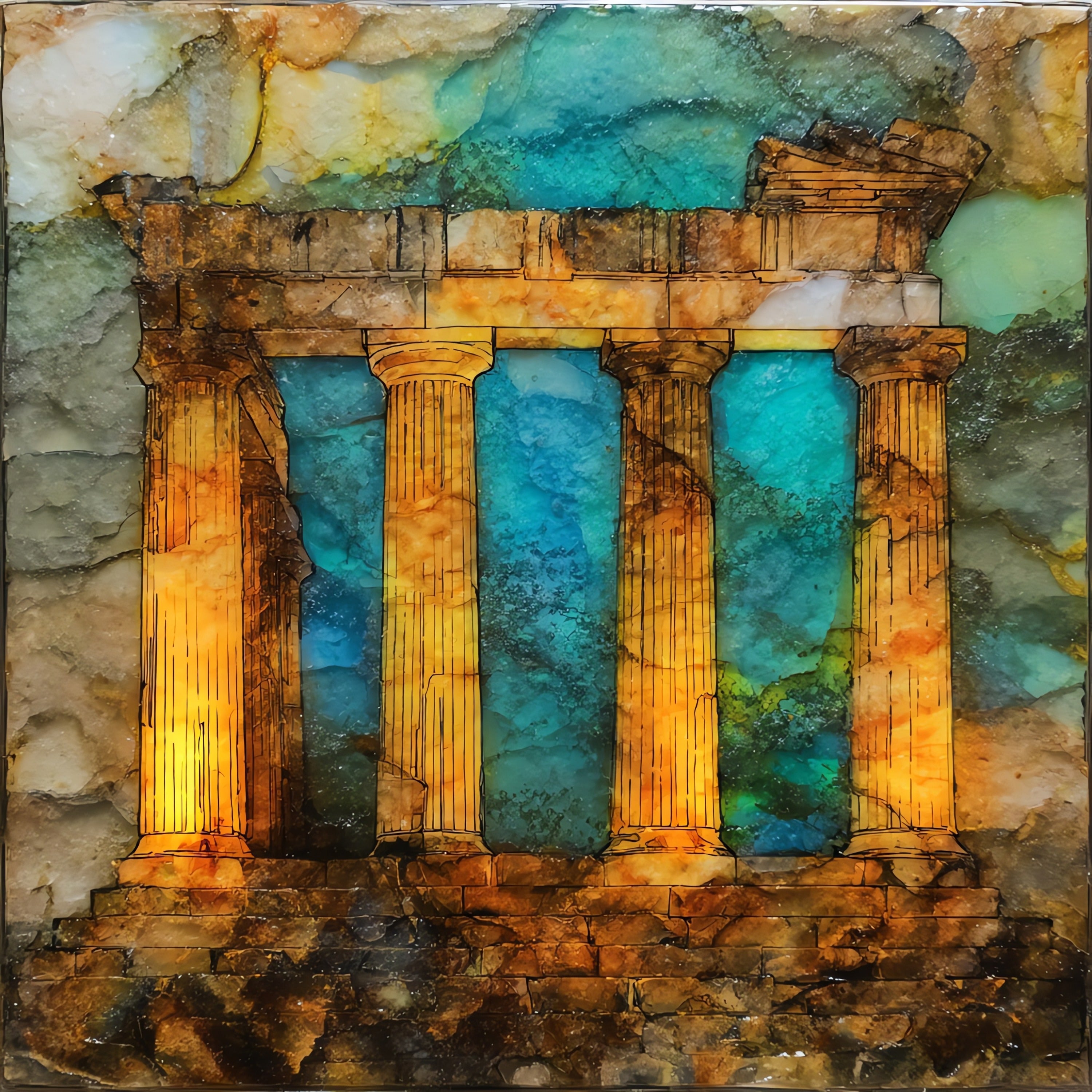 Portara of Naxos — ceramic art tile