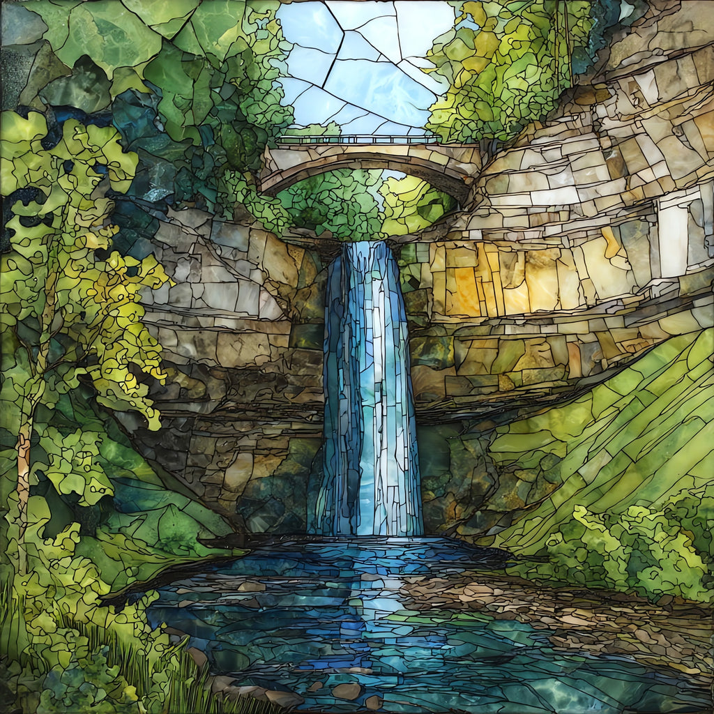 Minnehaha Falls cascading over — ceramic art tile