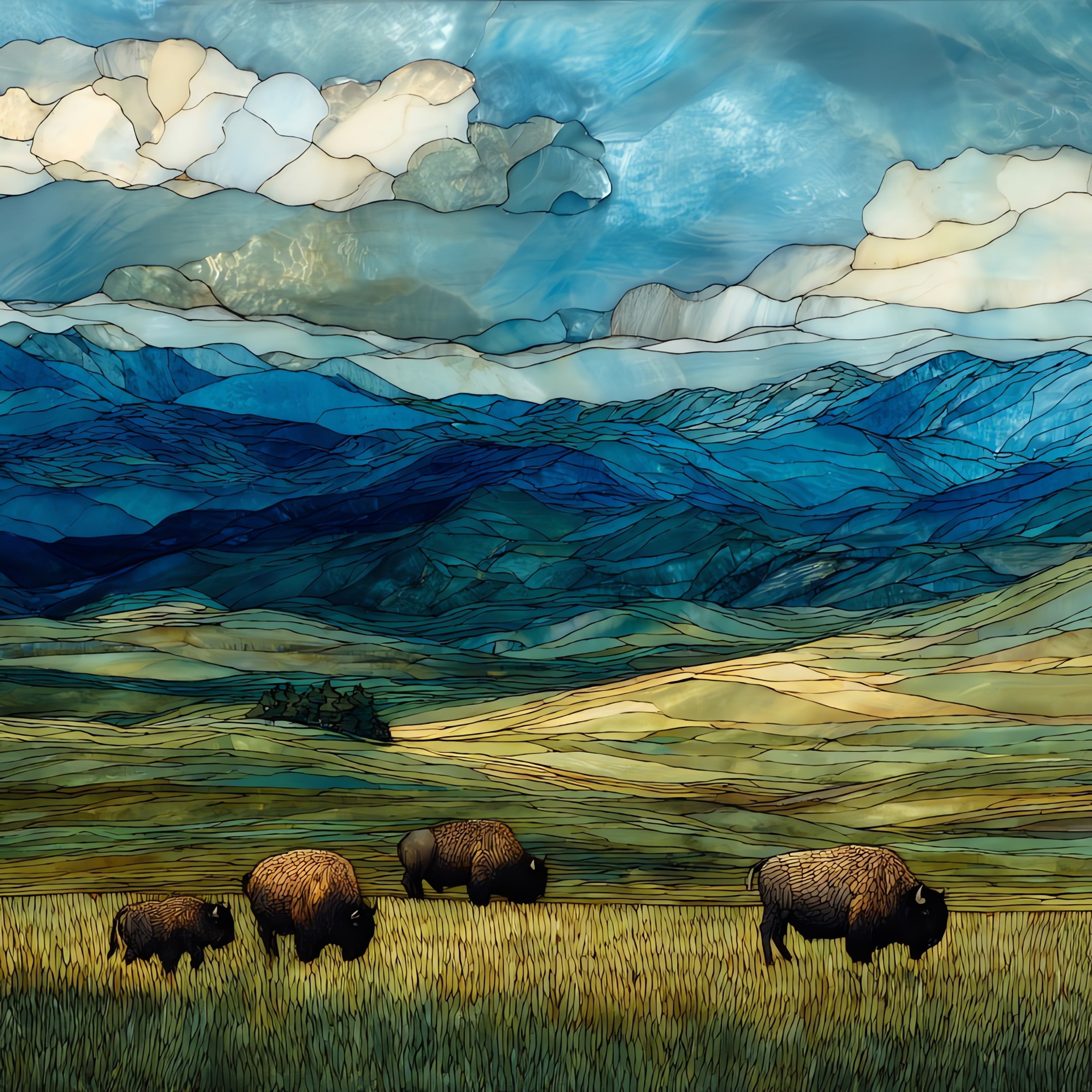 Custer State Park bison — ceramic art tile