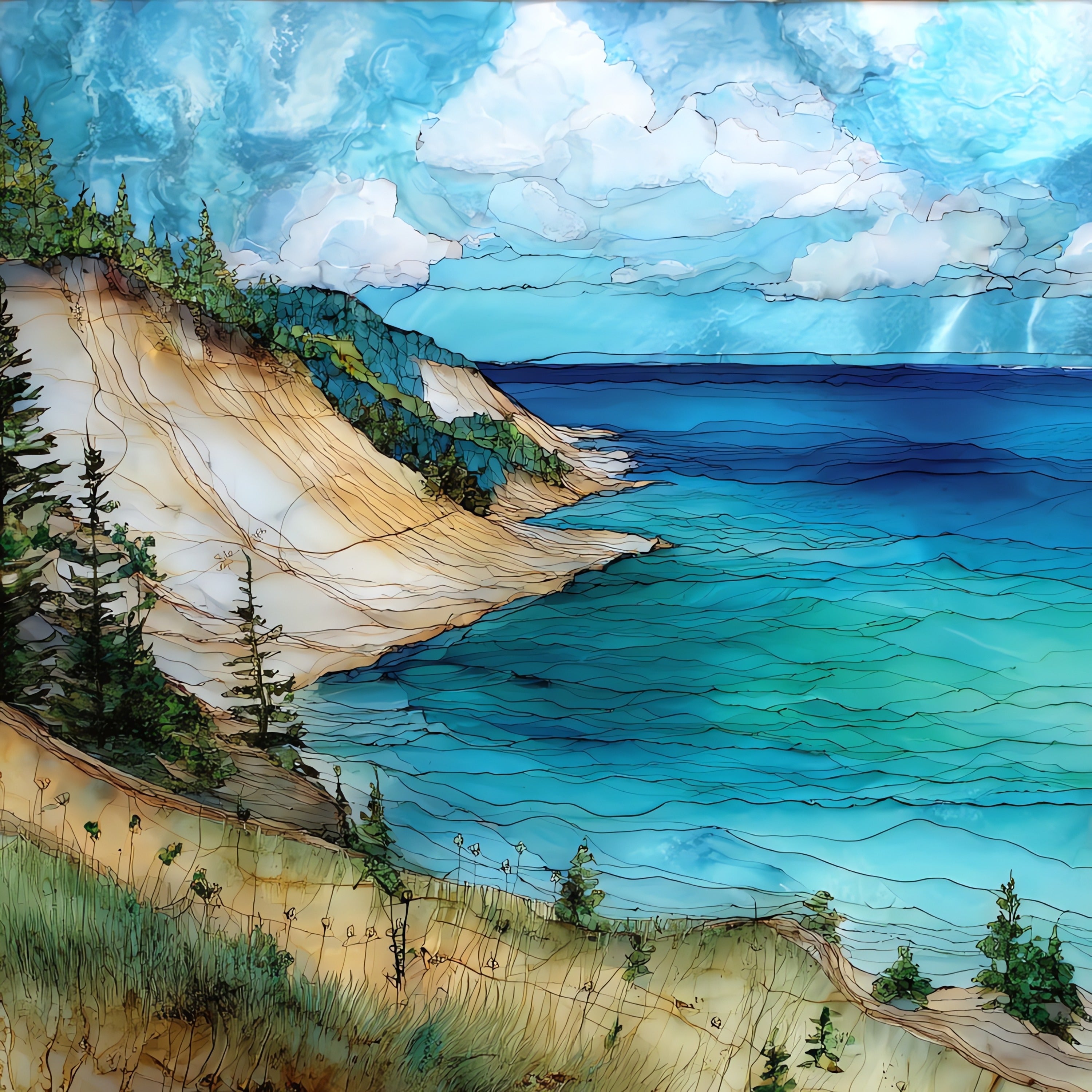 Pictured Rocks Grand Sable Dunes — ceramic art tile