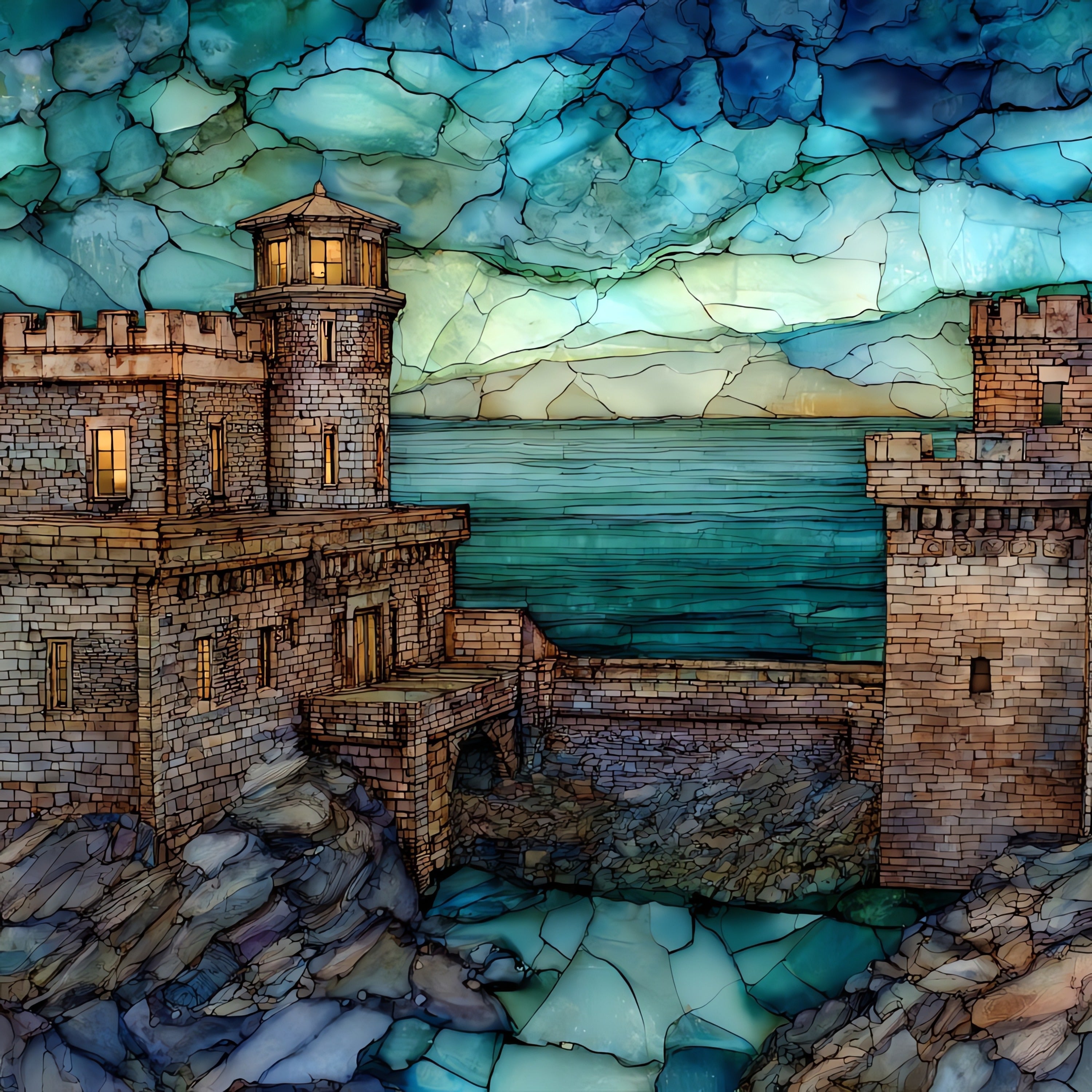 Ship Island Fort Massachusetts — ceramic art tile