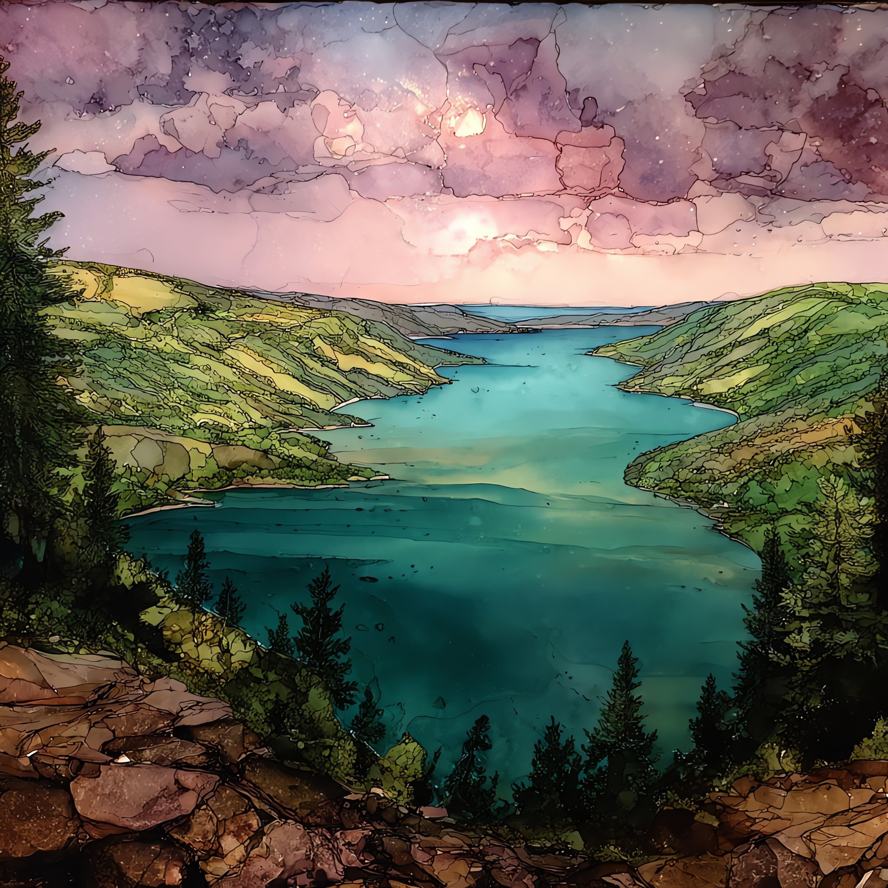 Porcupine Mountains Lake of — ceramic art tile