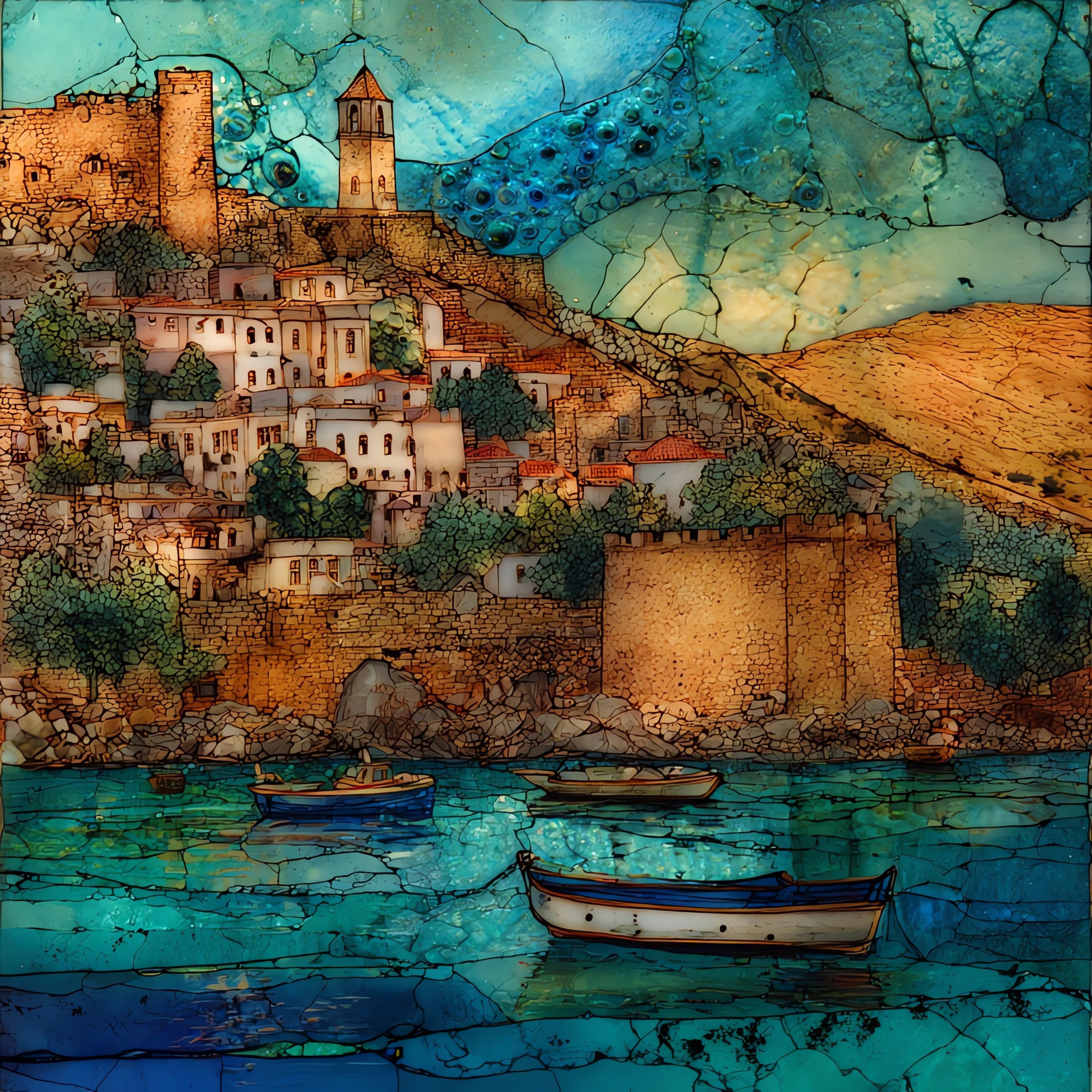 Rethymno Old Town — ceramic art tile